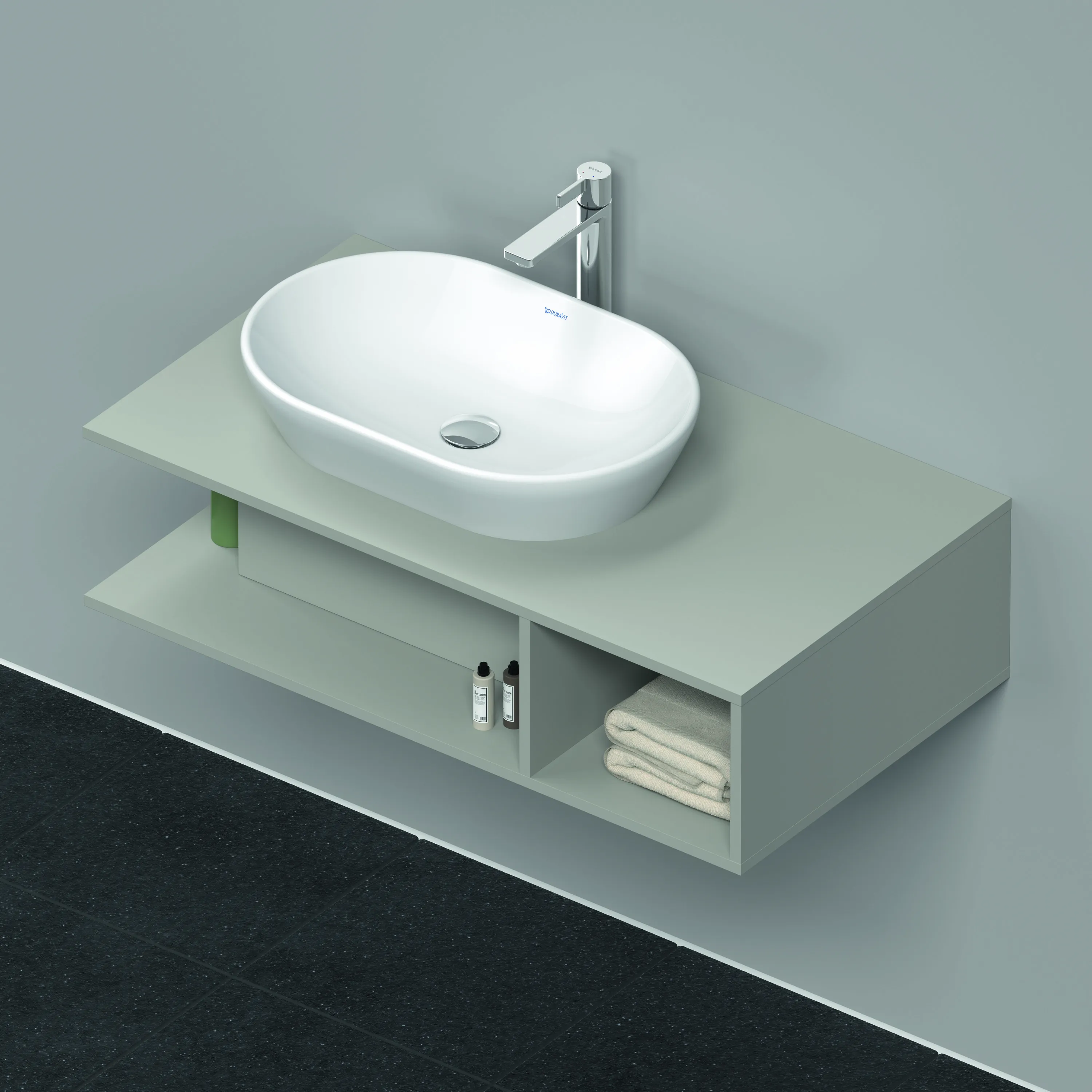 Duravit Waschtischunterschrank wandhängend „D-Neo“ 100 × 26 × 55 cm Betongrau Matt