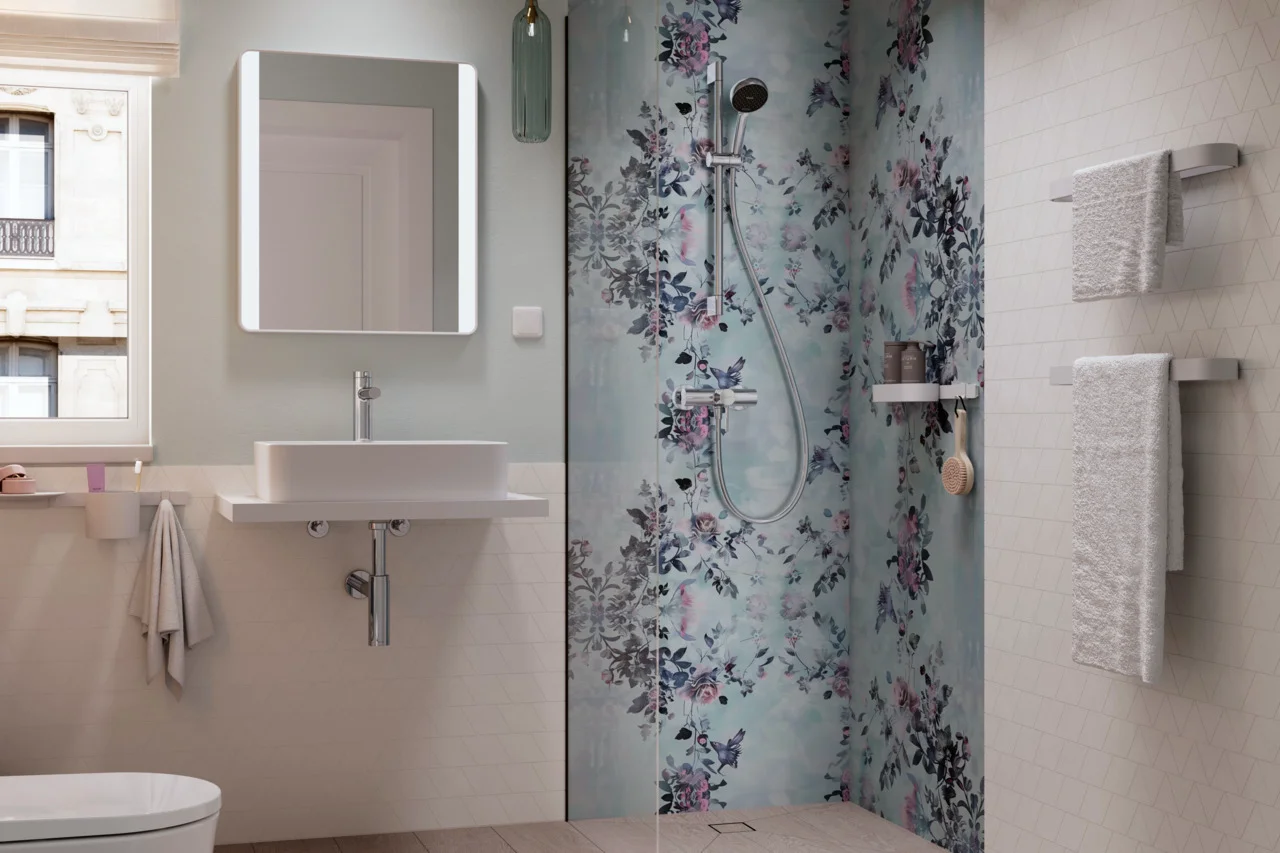 Hansgrohe Designsiphon Flowstar S Chrom – Geruchverschluss, verstellbarer Einbau, Wandabstand 330 mm, Anschlussmaße G 11/4 und DN32