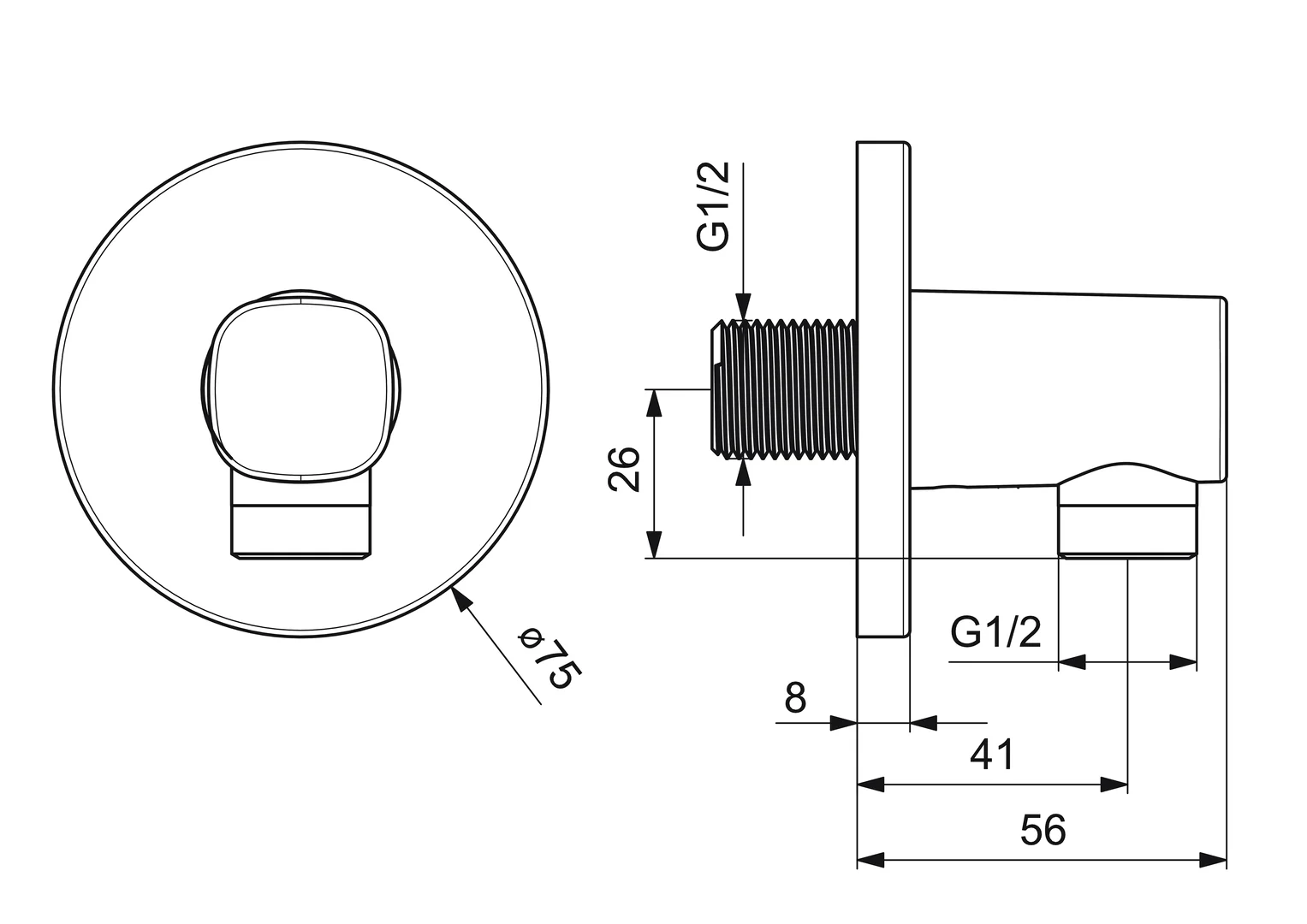 HansaLIVING Wandanschlussbogen HansaLIVING 5118 Rosette rund G1⁄2 DN15 Chrom HansaLIVING Wandanschlussbogen HansaLIVING 5118 Rosette rund G1⁄2 DN15 Chrom