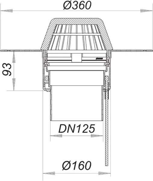 Dachablauf 62 H FPO-PP, beheizt, DN 125