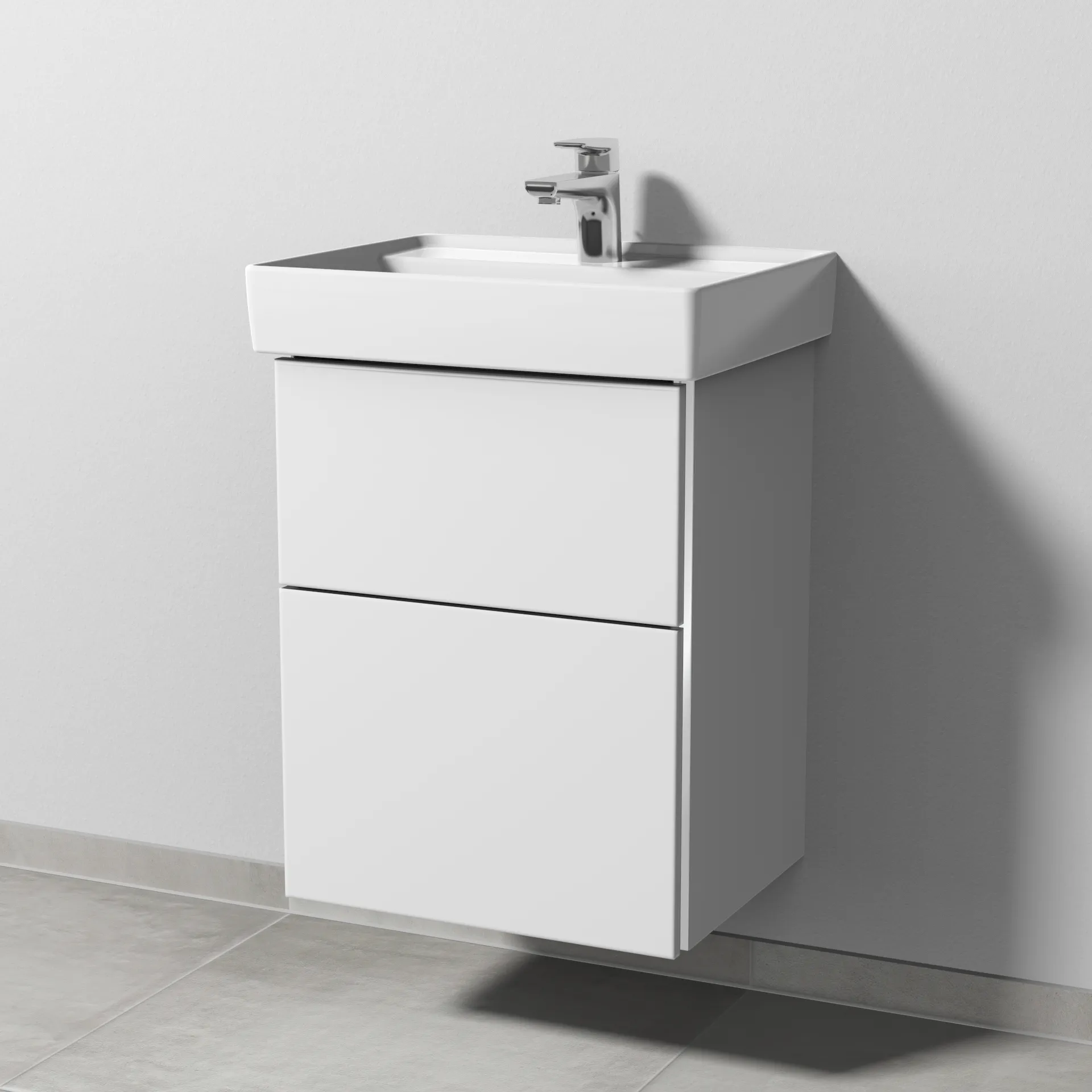Sanipa Waschtischunterschrank „3way“ passend zu Keramik-Waschtische Collaro von Villeroy &Boch 450 × 588 × 377 mm in Weiß-Soft