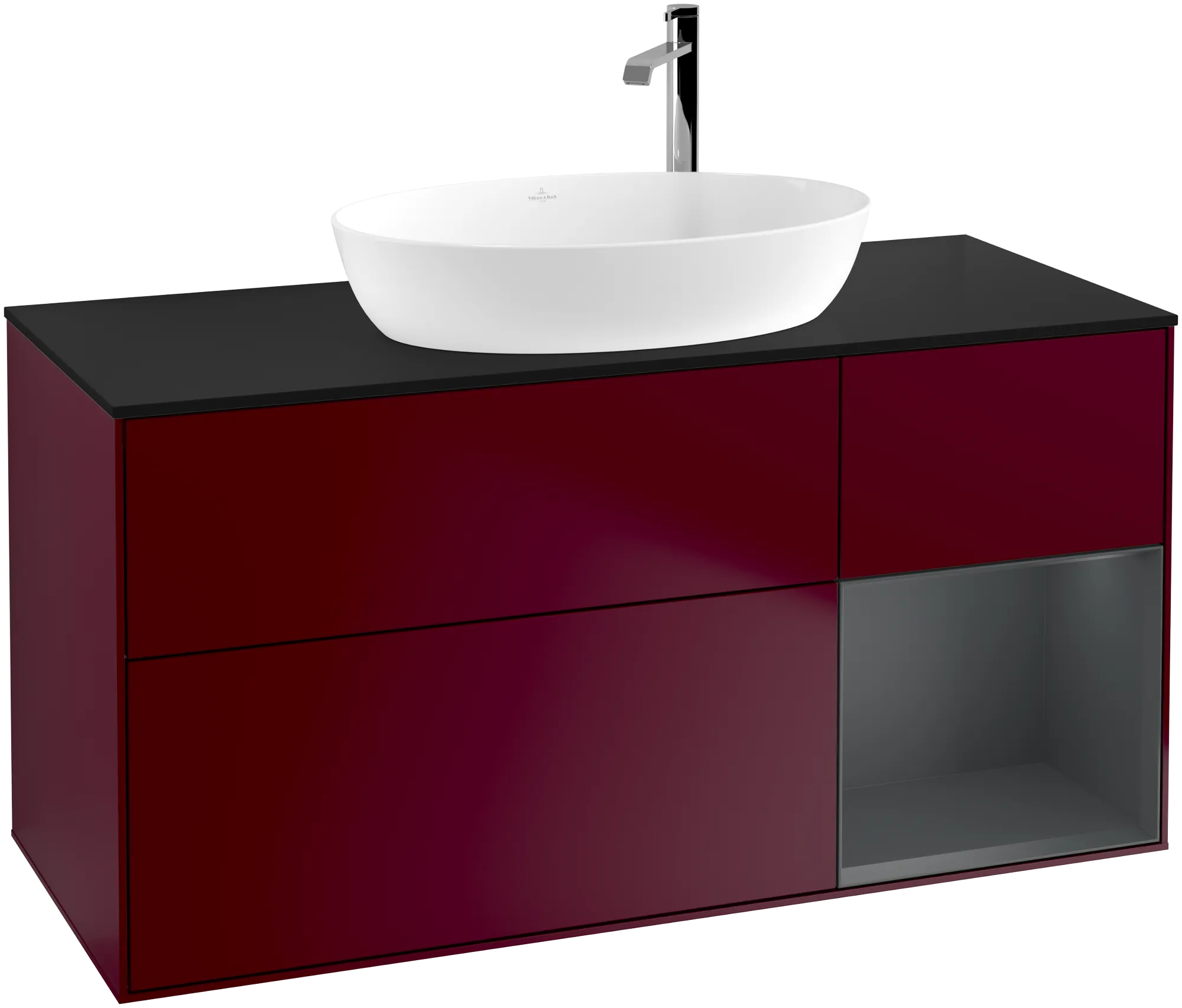 Villeroy & Boch Waschtischunterschrank „Finion“ für Schrankwaschtisch 1200 × 603 × 501 mm Peony Matt Lacquer, für Becken mittig, mit Hahnlochbohrung