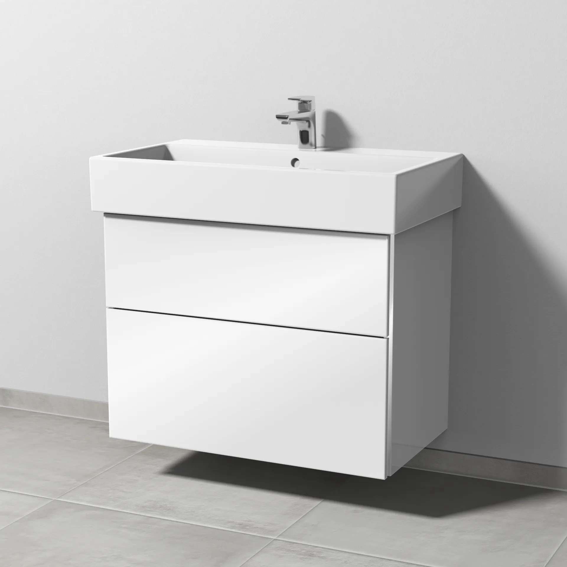 Sanipa Waschtischunterschrank „3way“ passend zu Keramik-Waschtische Vero Air von Duravit 750 × 591 × 447 mm in Weiß (glanz)