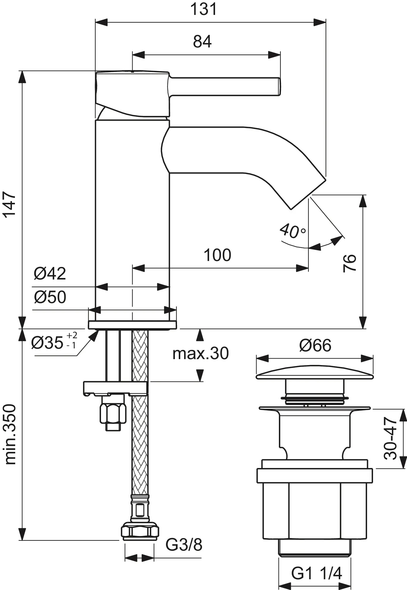 Ideal Standard Waschtischarmatur Ceraline, Push-open, Chrom Ideal Standard Waschtischarmatur Ceraline, Push-open, Chrom
