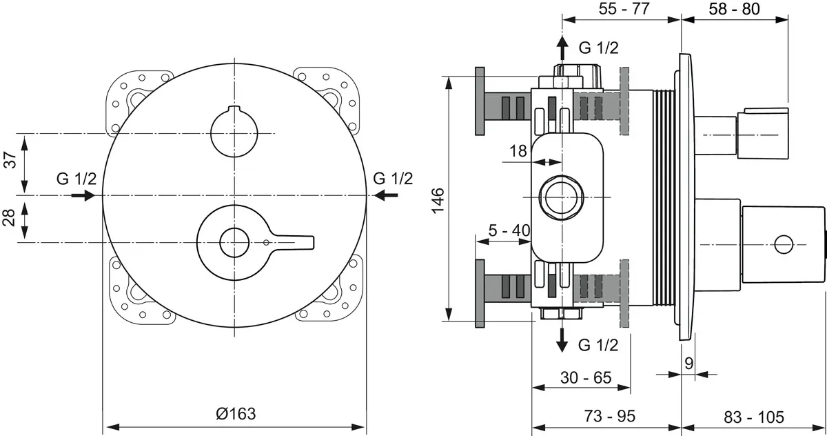 Badethermostat Unterputz Ceraplus Safe Bausatz 2 Rosette Durchmesser:163mm Chrom Badethermostat Unterputz Ceraplus Safe Bausatz 2 Rosette Durchmesser:163mm Chrom