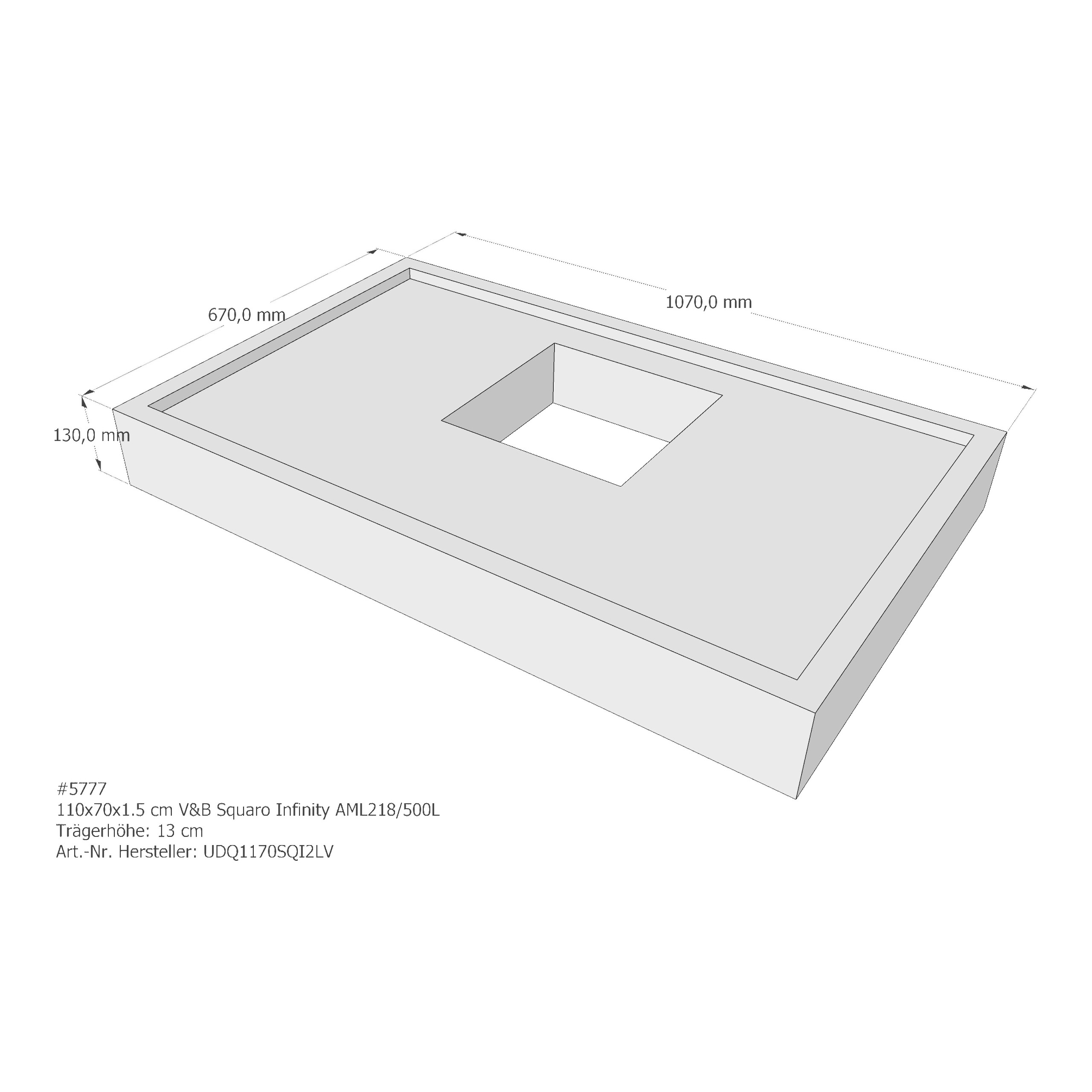 Duschwannenträger für Villeroy & Boch Squaro Infinity 110 × 70 × 1,5 cm