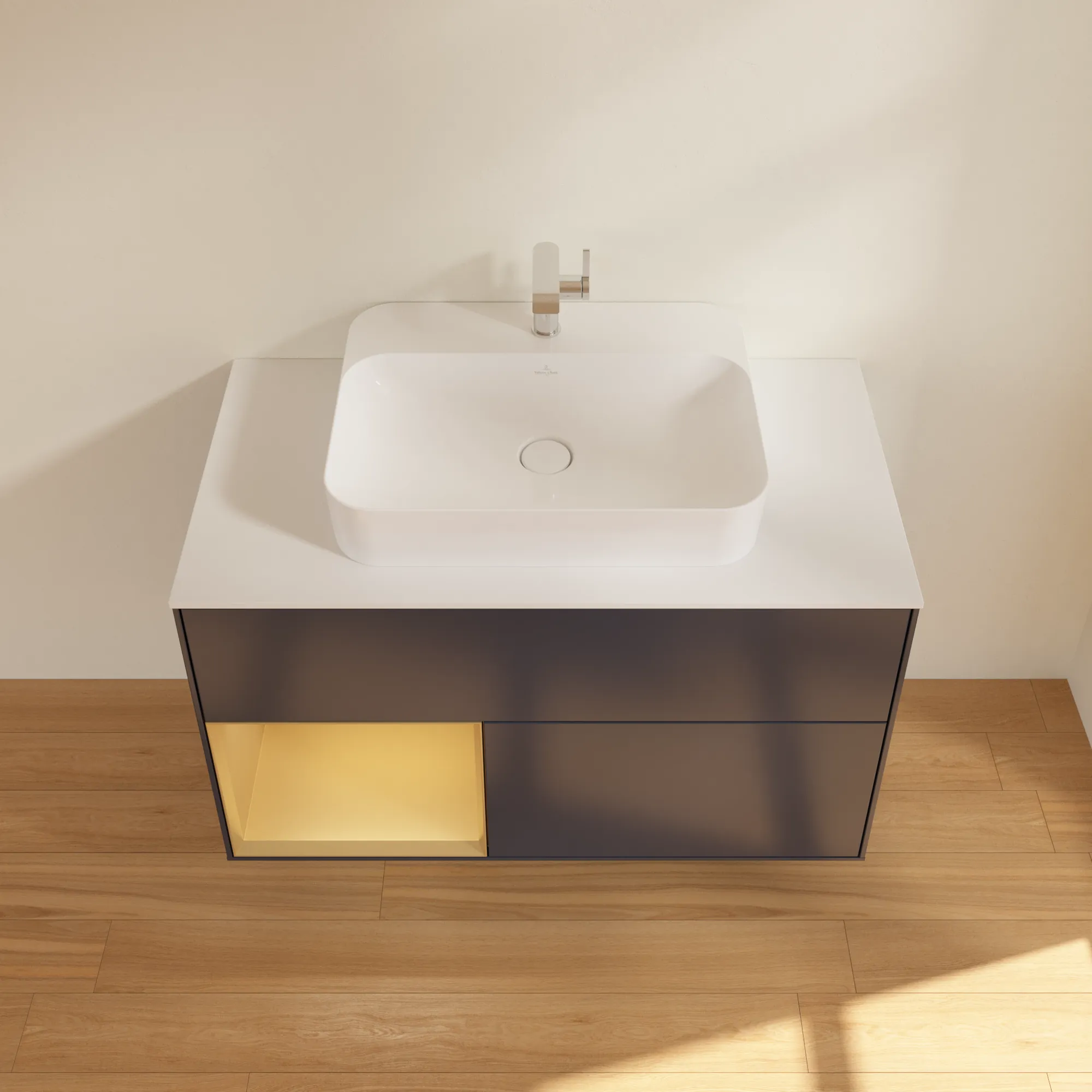 Villeroy & Boch Waschtischunterschrank „Finion“ für Schrankwaschtisch 1000 × 603 × 501 mm Midnight Blue Matt Lacquer, für Becken mittig