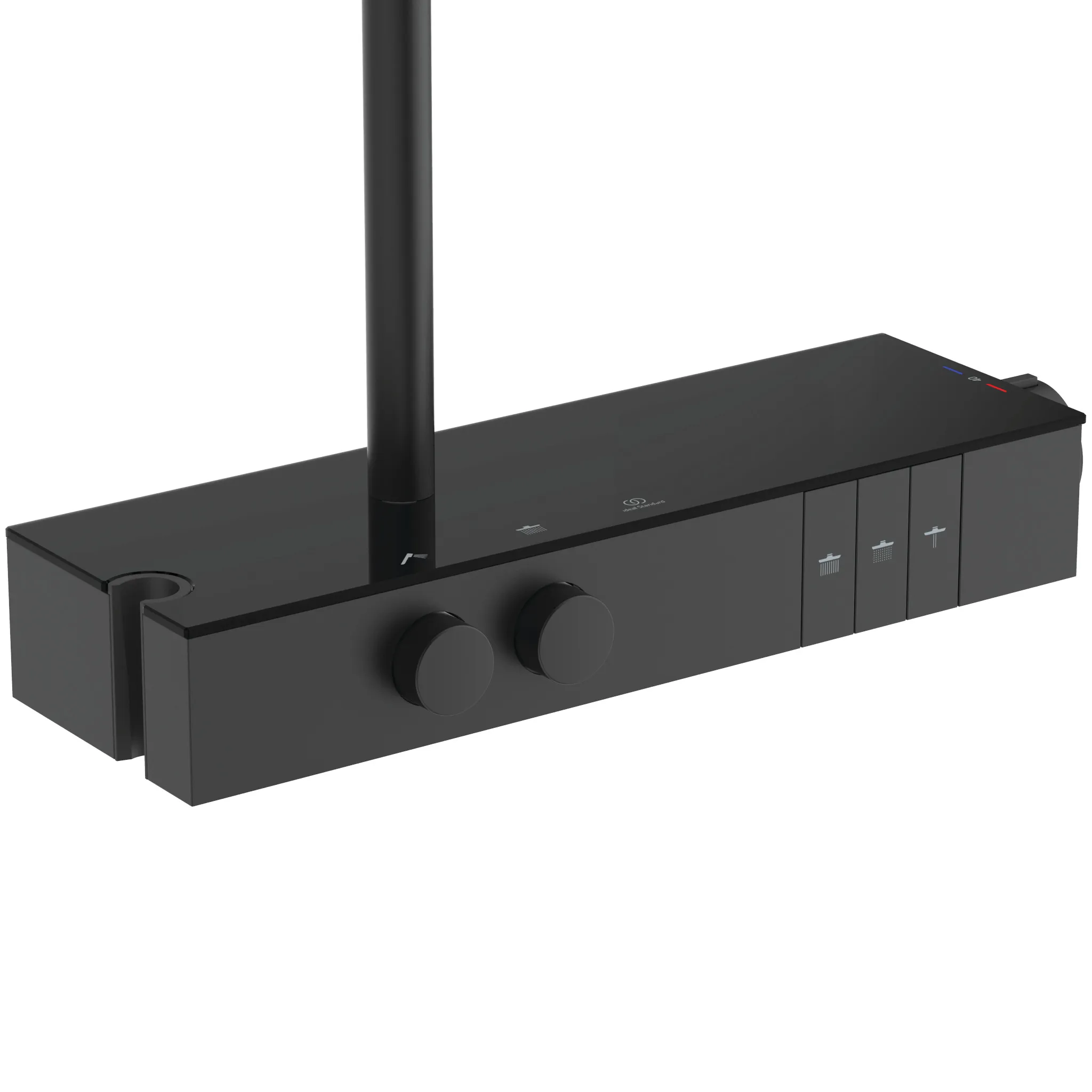 Ideal Standard Ceratherm Solos Duschsystem mit Brausethermostat, LED-Leuchtring Silk Black, 3-Funktion, Ø 330 mm, Wandaufputz, 12/8 l/min Durchfluss Ideal Standard Ceratherm Solos Duschsystem mit Brausethermostat, LED-Leuchtring Silk Black, 3-Funktion, Ø 330 mm, Wandaufputz, 12/8 l/min Durchfluss