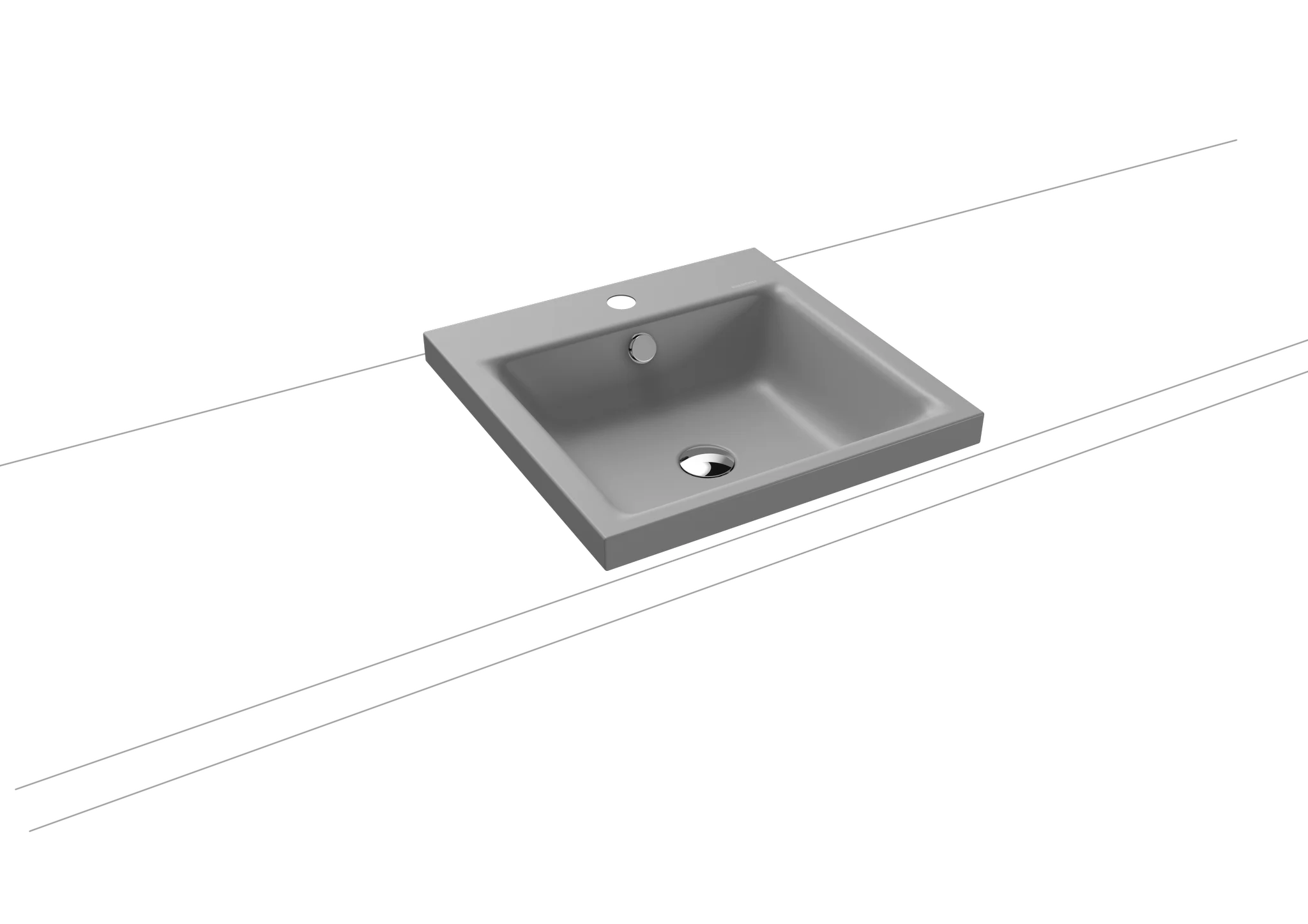 Kaldewei PURO Aufsatzwaschtisch, 460x460 mm, Randhöhe 40 mm, cool grey 30, Perl-Effekt, Antidröhn mit 1er Hahnlochbohrung, mit Überlauf, Sichtteile