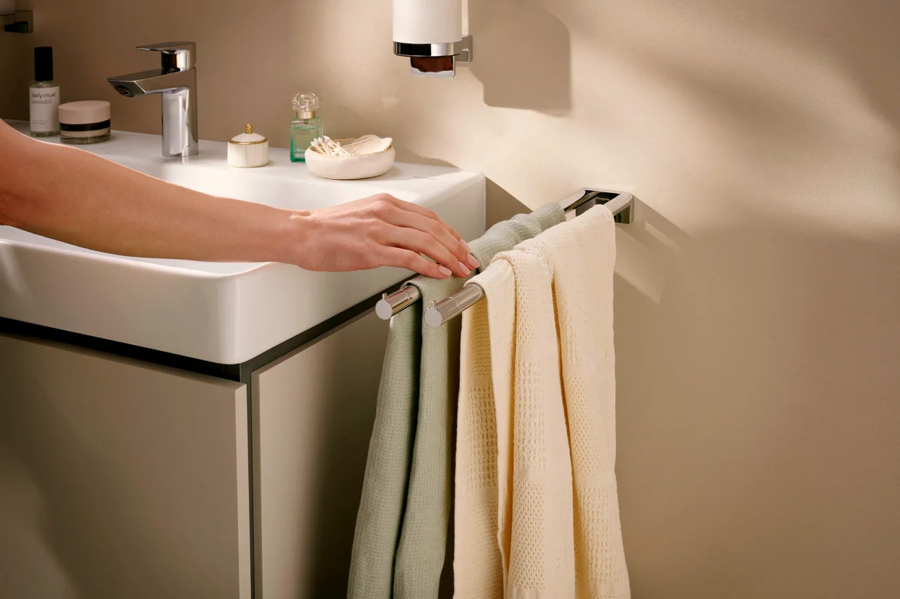 Hansgrohe AddStoris S Handtuchhalter zweiarmig, Chrom, 441 mm Länge, verdeckte Befestigung