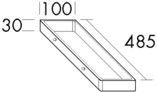 Handtuchhalter, Handtuchhalter, Metall;zur Befestigung an Konsolenplatte/Waschtischunterschrank, Tiefe: 485 mm, Breite: 100 mm, Höhe: 30 mm Handtuchhalter, Handtuchhalter, Metall;zur Befestigung an Konsolenplatte/Waschtischunterschrank, Tiefe: 485 mm, Breite: 100 mm, Höhe: 30 mm