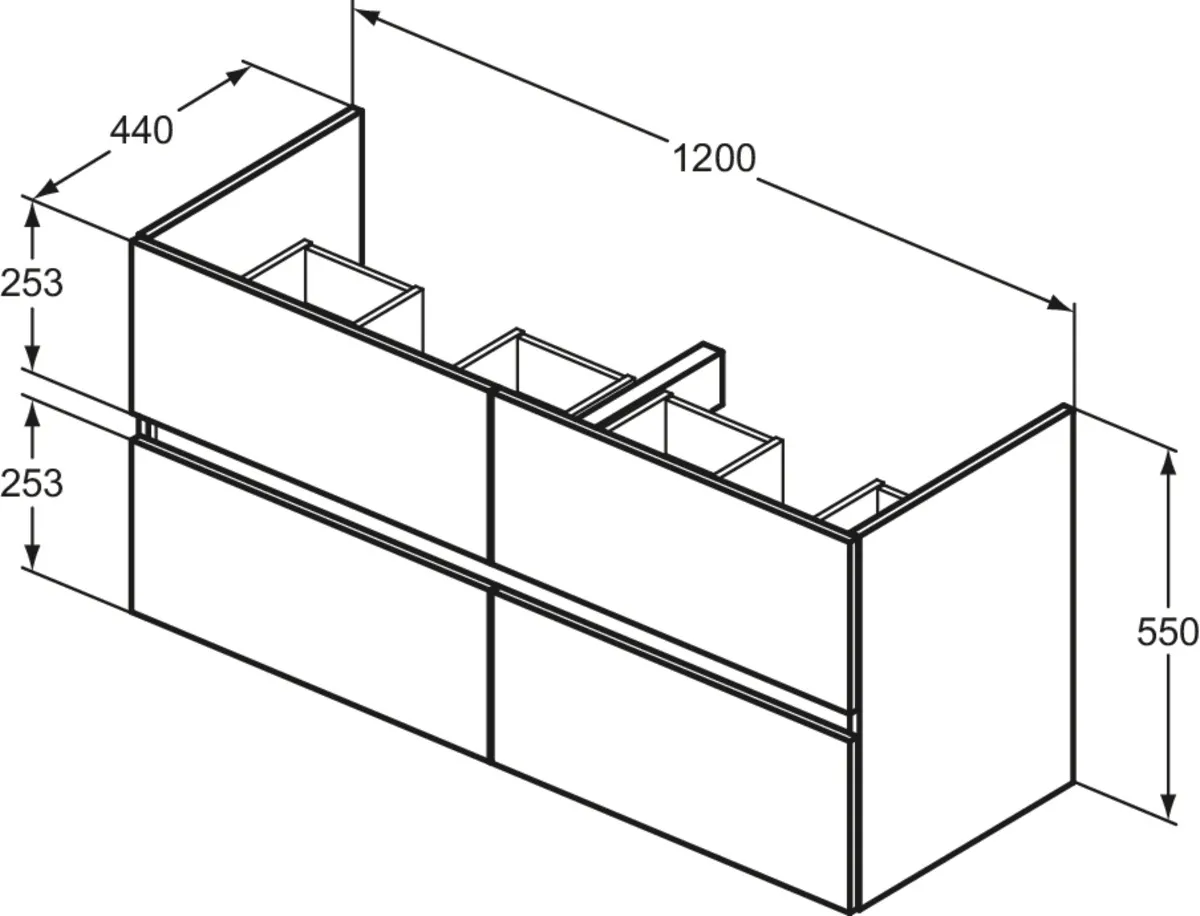 Ideal Standard Waschtischunterschrank „Eurovit+“ 120 × 55 × 44 cm Hochglanz grau lackiert Ideal Standard Waschtischunterschrank „Eurovit+“ 120 × 55 × 44 cm Hochglanz grau lackiert