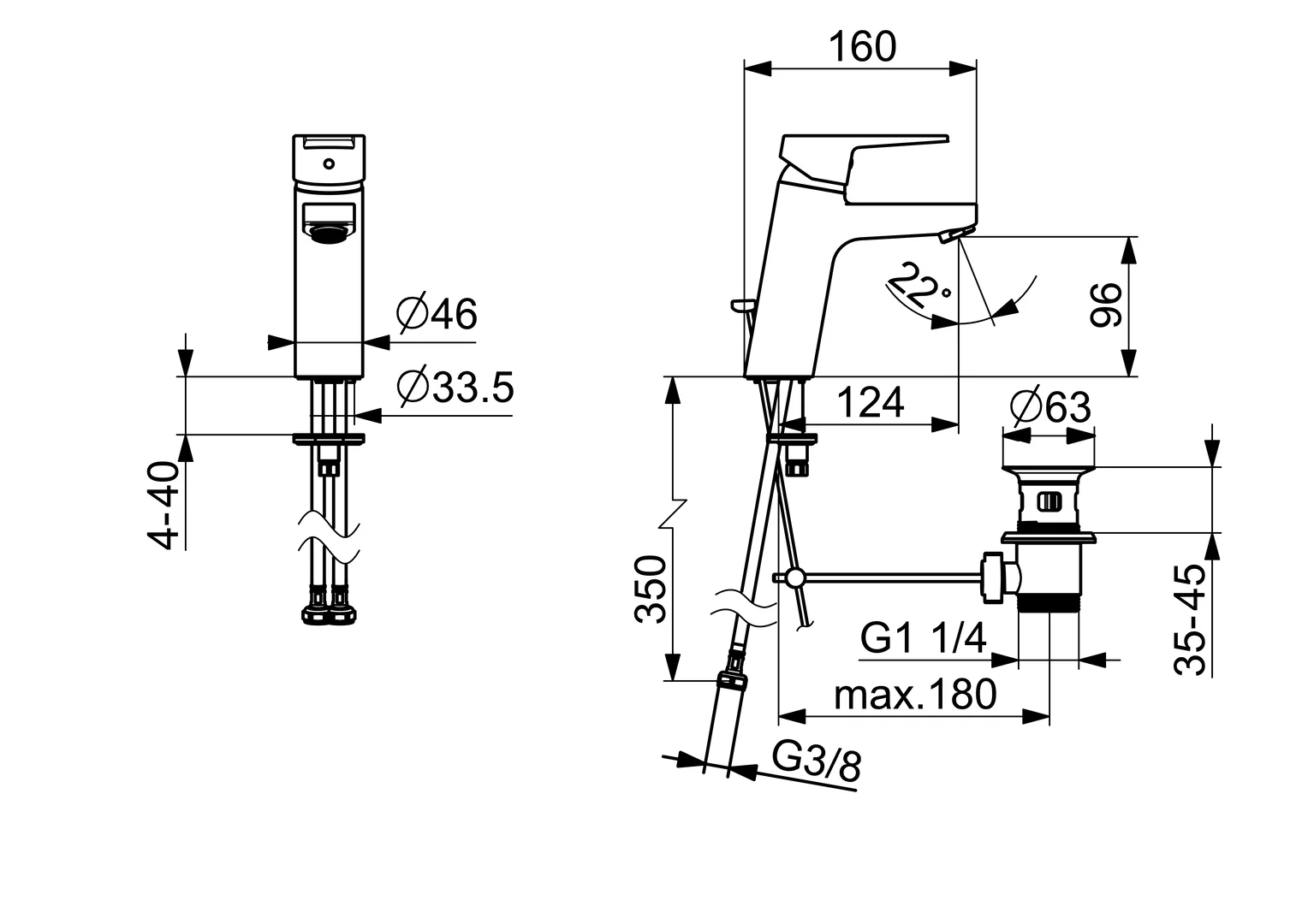 HansaTWIST Waschtischarmatur Einhebelmischer HansaTWIST XL 0901 Chrom