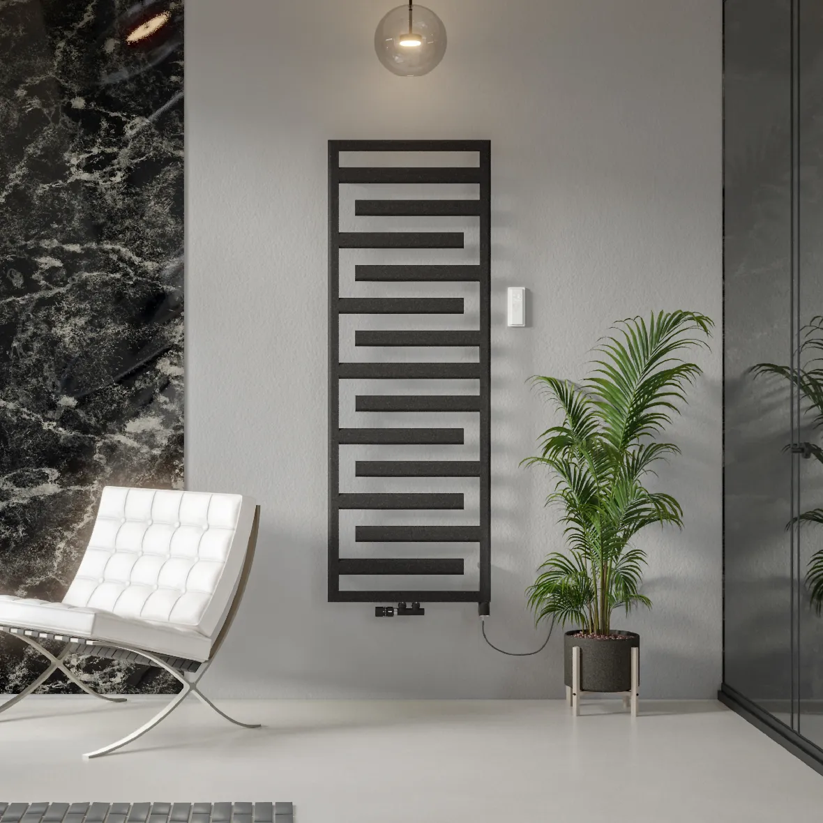 Zehnder Design-Elektroheizkörper „Tetris“ mit Heizstab IHD 60 × 182,8 cm in Grey Aluminium (glänzend)