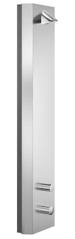 Duschpaneel LINUS Inox DP-SC-T, Mischwasser, Thermostat, Selbstschluss, Duschkopf COMFORT Flex, 2x DN 15 G 1/2 AG, B 240 mm x H 1200 mm x T 80 mm, Edelstahl gebürstet