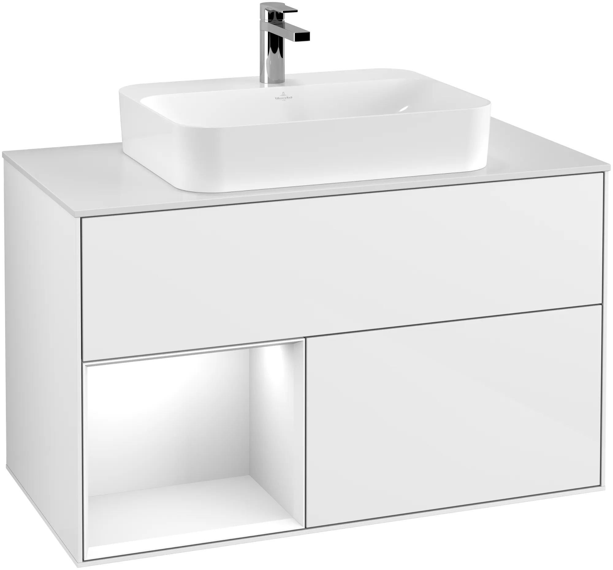 Villeroy & Boch Finion Waschbeckenunterschrank F36 1000x603x501mm Glossy White Lacquer / Glass White Matt