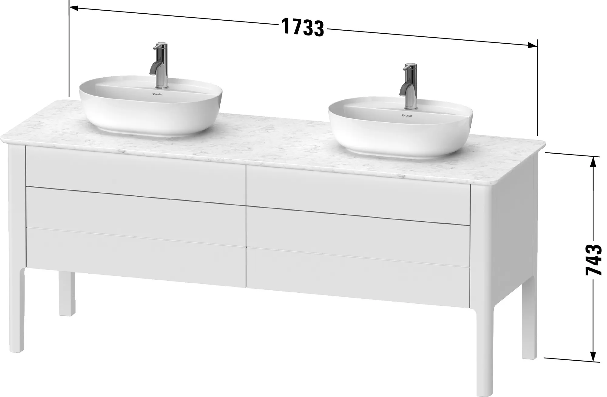 Duravit Waschtischunterschrank bodenstehend „Luv“ 173,3 × 74,3 × 57 cm Taupe Seidenmatt