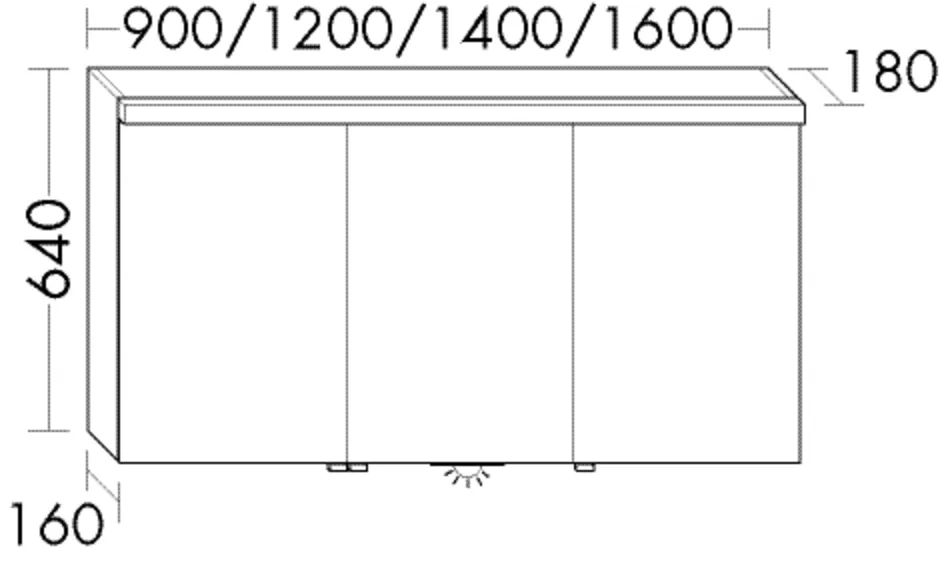 Spiegelschrank Sinea1.0 von burgbad - beidseitig verspiegelt, LED-Aufsatzleuchte 4200 K, 900 mm breit, 640 mm hoch, 180 mm tief