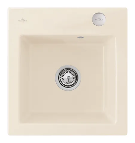 Villeroy & Boch flächenbündiges Küchenspülbecken „Subway“ 45 XS flat 440 × 475 × 220 mm, für Becken mittig in Crema