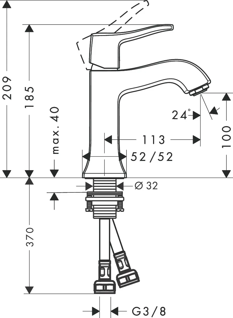 Hansgrohe Metris Classic Einhebel-Waschtischmischer 100 ohne Ablaufgarnitur, Chrom