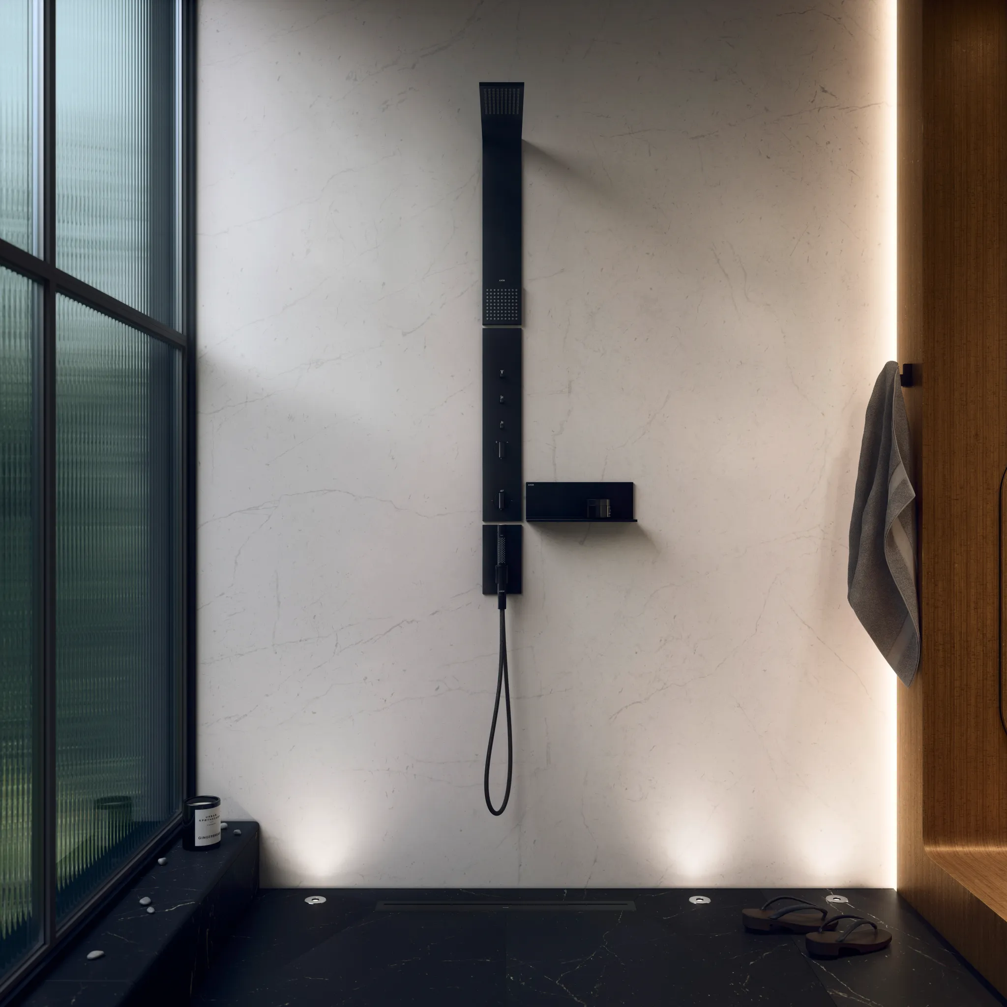 AXOR ShowerComposition Duschpaneel mit Thermostat, Kopfbrause 110/220 1jet und Schulterbrause Chrom
