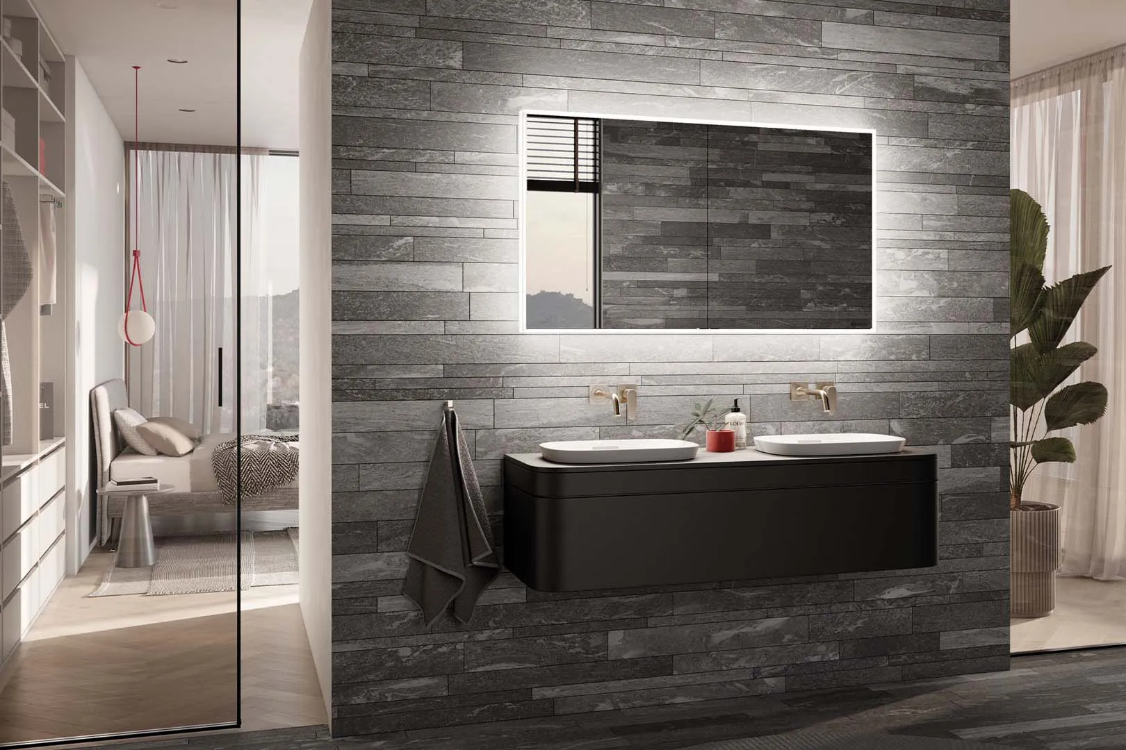 Schneider Spiegelschrank PLU1 50/1/HCL/R – Schwarz Matt mit verspiegelter Rückwand, LED-Beleuchtung (2000–6500 K), Aluminiumkorpus, Auf-/Unterputzmontage Schneider Spiegelschrank PLU1 50/1/HCL/R – Schwarz Matt mit verspiegelter Rückwand, LED-Beleuchtung (2000–6500 K), Aluminiumkorpus, Auf-/Unterputzmontage