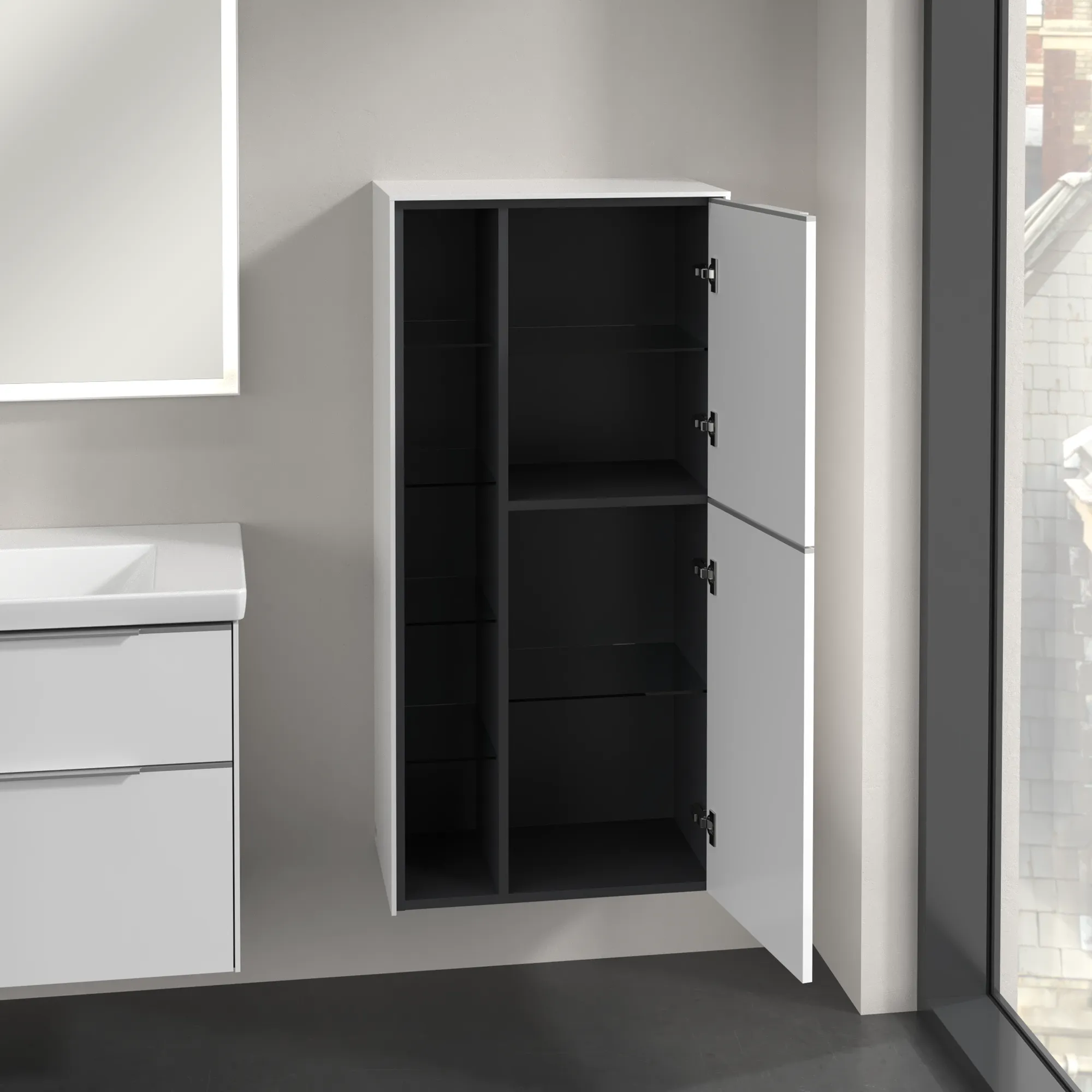 Villeroy & Boch Mittelschrank „Subway 3.0“ 57,4 × 120 × 36,2 × 36,2 cm 2 Türen, Anschlag (Scharnier) rechts, 2 Türen, Anschlag rechts