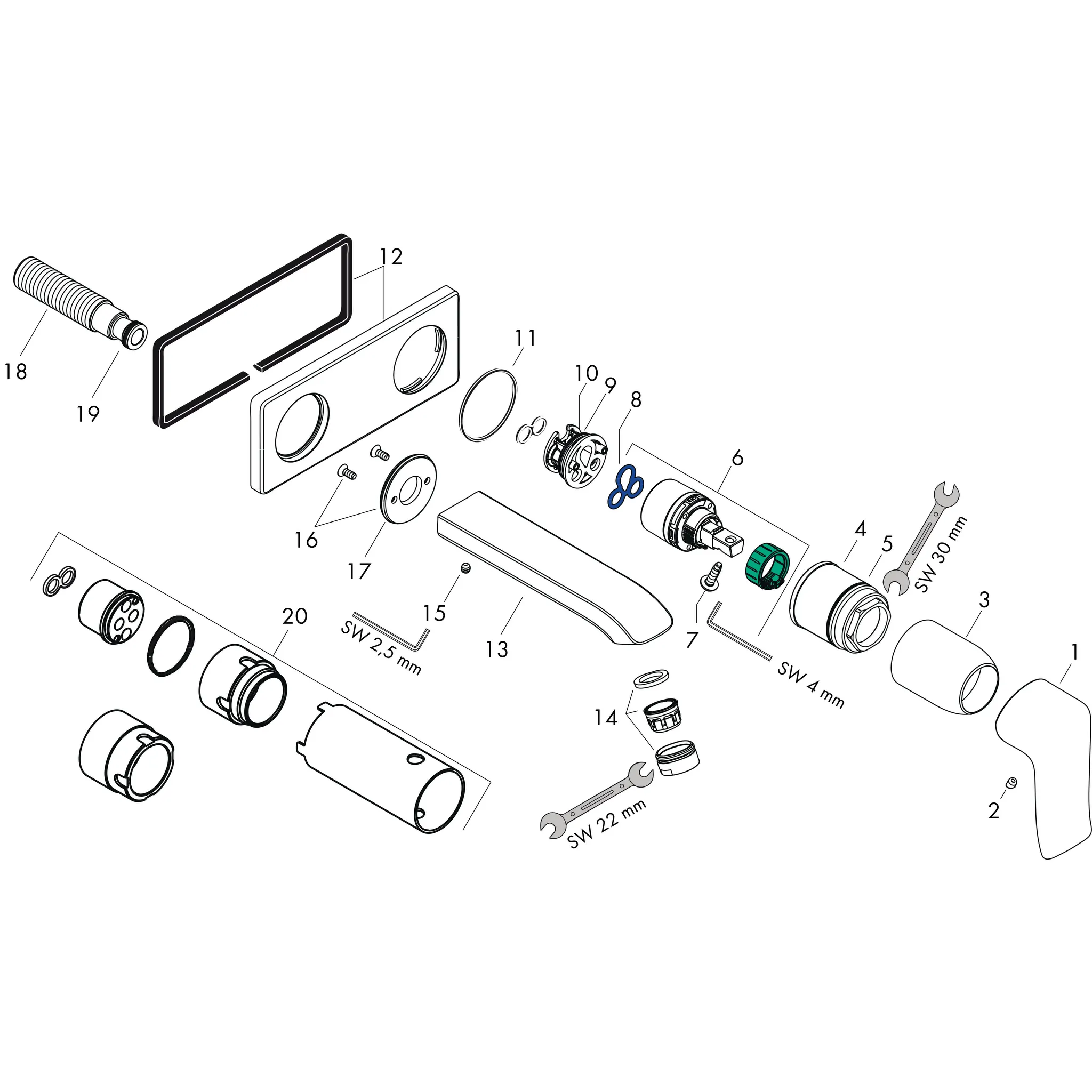Waschtischmischer Unterputz Metris LowFlow F-Set chrom kurzer Auslauf Waschtischmischer Unterputz Metris LowFlow F-Set chrom kurzer Auslauf