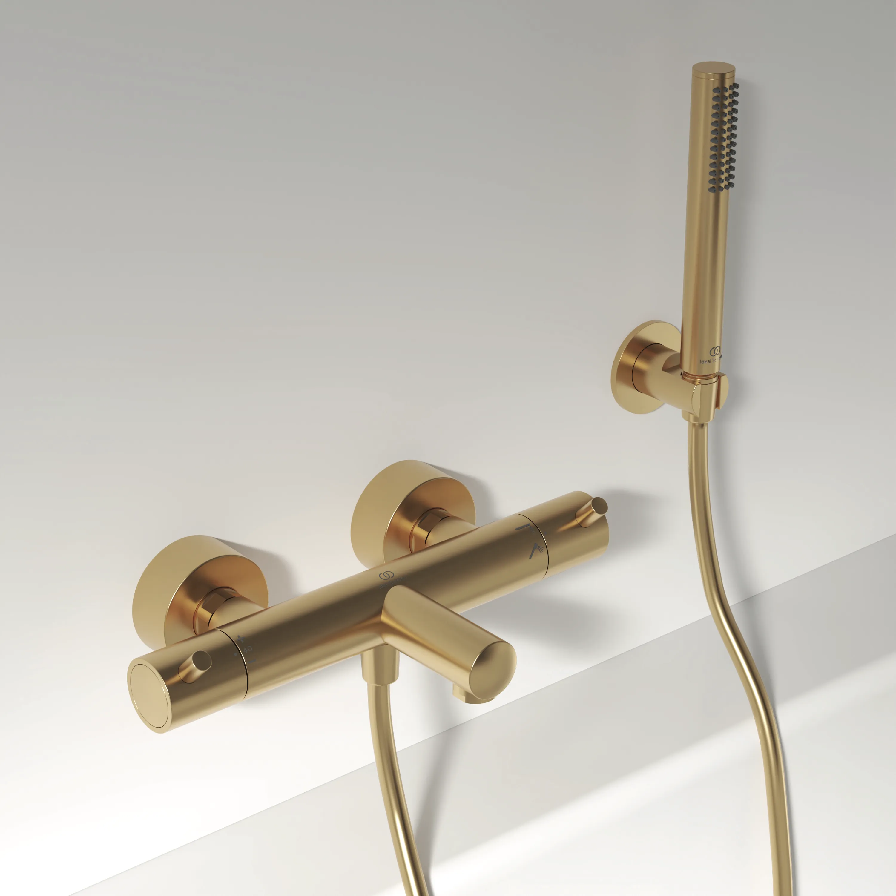 Ideal Standard Badethermostat Aufputz Ceratherm T125 Pin-Griffe Brushed Gold Ideal Standard Badethermostat Aufputz Ceratherm T125 Pin-Griffe Brushed Gold
