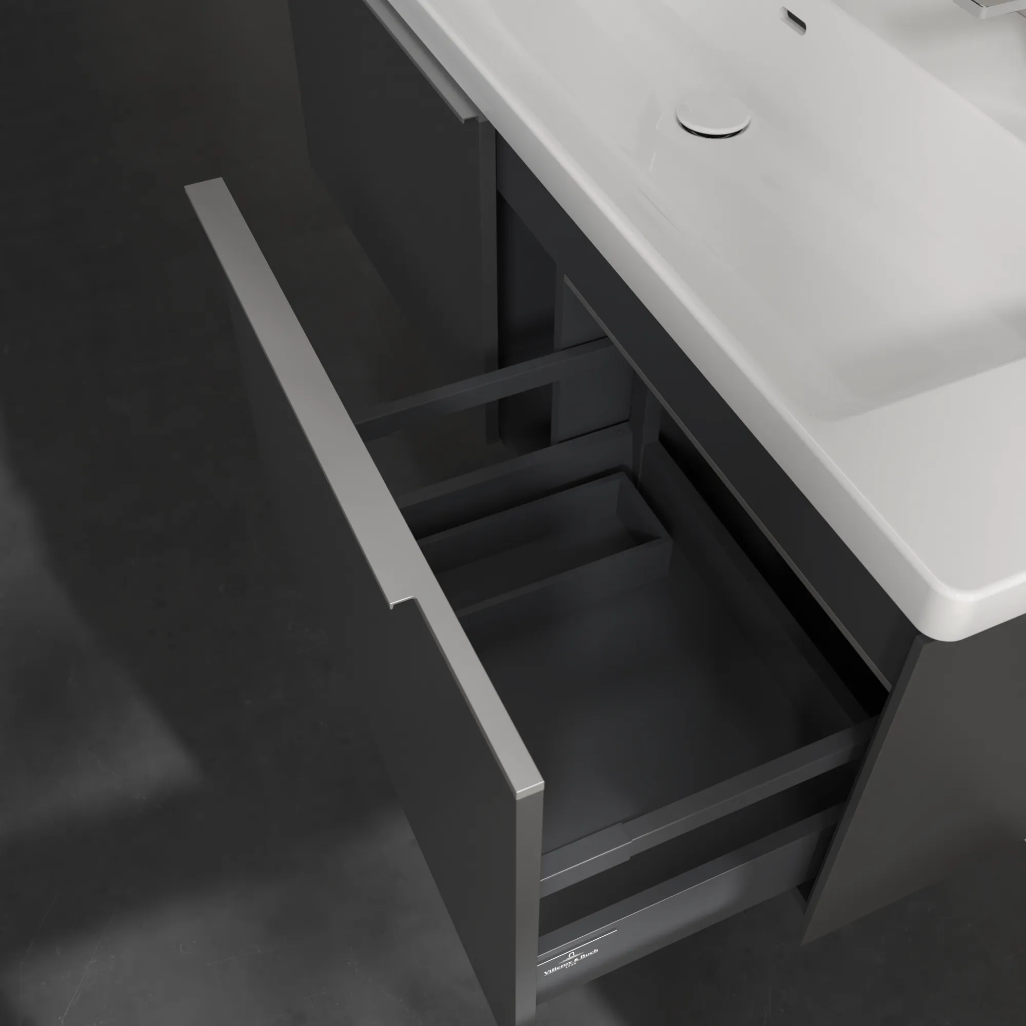 Villeroy & Boch Waschtischunterschrank „Subway 3.0“ für Schrankwaschtisch 1272 × 429 × 478 mm Graphite, für Becken mittig Villeroy & Boch Waschtischunterschrank „Subway 3.0“ für Schrankwaschtisch 1272 × 429 × 478 mm Graphite, für Becken mittig