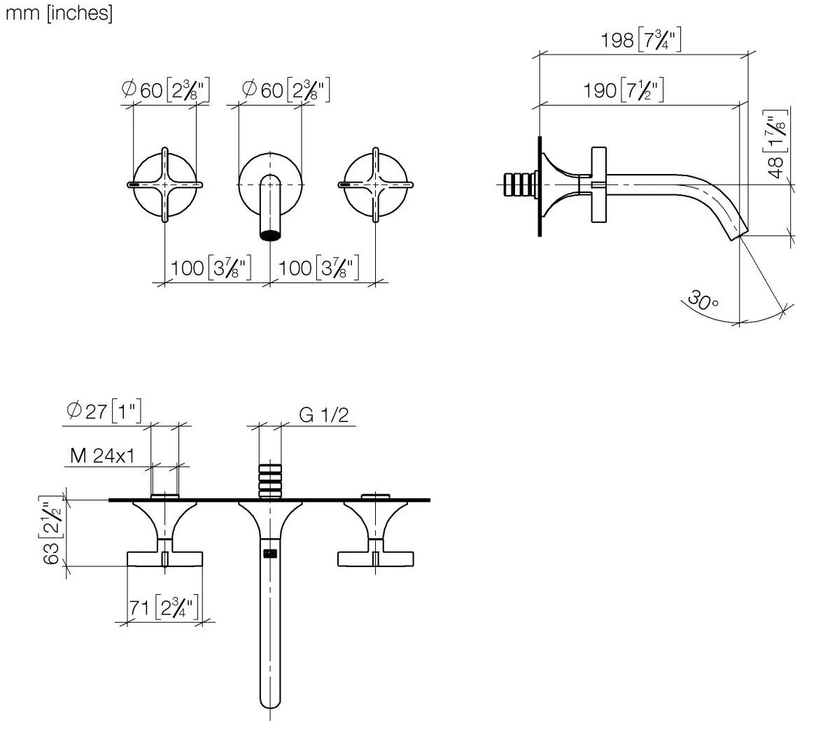 Dornbracht VAIA Waschtisch-Wandbatterie ohne Ablaufgarnitur Chrom 36712809 Dornbracht VAIA Waschtisch-Wandbatterie ohne Ablaufgarnitur Chrom 36712809
