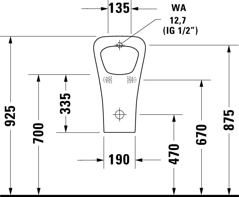 Urinal DuraStyle, Zulauf von hinten absaugend, ohne Fliege, weiß, HYG Urinal DuraStyle, Zulauf von hinten absaugend, ohne Fliege, weiß, HYG
