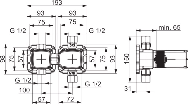 Hansa Rohbauset Brausearmatur „Matrix“ in Chrom Hansa Rohbauset Brausearmatur „Matrix“ in Chrom