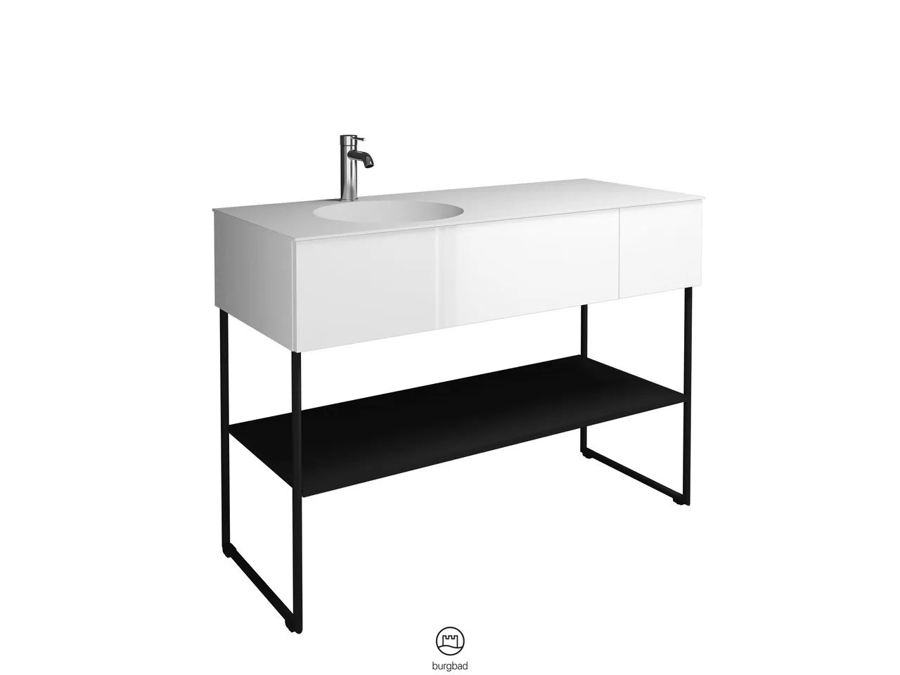 burgbad Coco HGL Waschtischset SFHQ120, Mineralguss, 505x1206x870