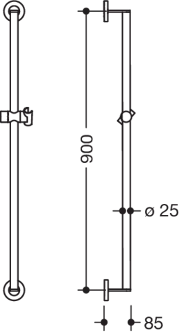 Brausehalterstange pulverbeschichtet „System 900“ in Schwarz tiefmatt / Chrom