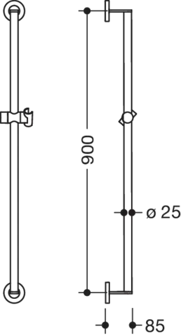 Brausehalterstange pulverbeschichtet „System 900“ in Dunkelgrau Perlglimmer tiefmatt / Chrom Brausehalterstange pulverbeschichtet „System 900“ in Dunkelgrau Perlglimmer tiefmatt / Chrom