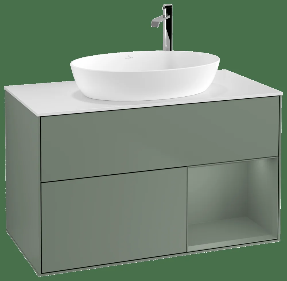 Villeroy & Boch Finion Waschbeckenunterschrank F90 1000x603x501mm Olive Matt/Glass White Matt