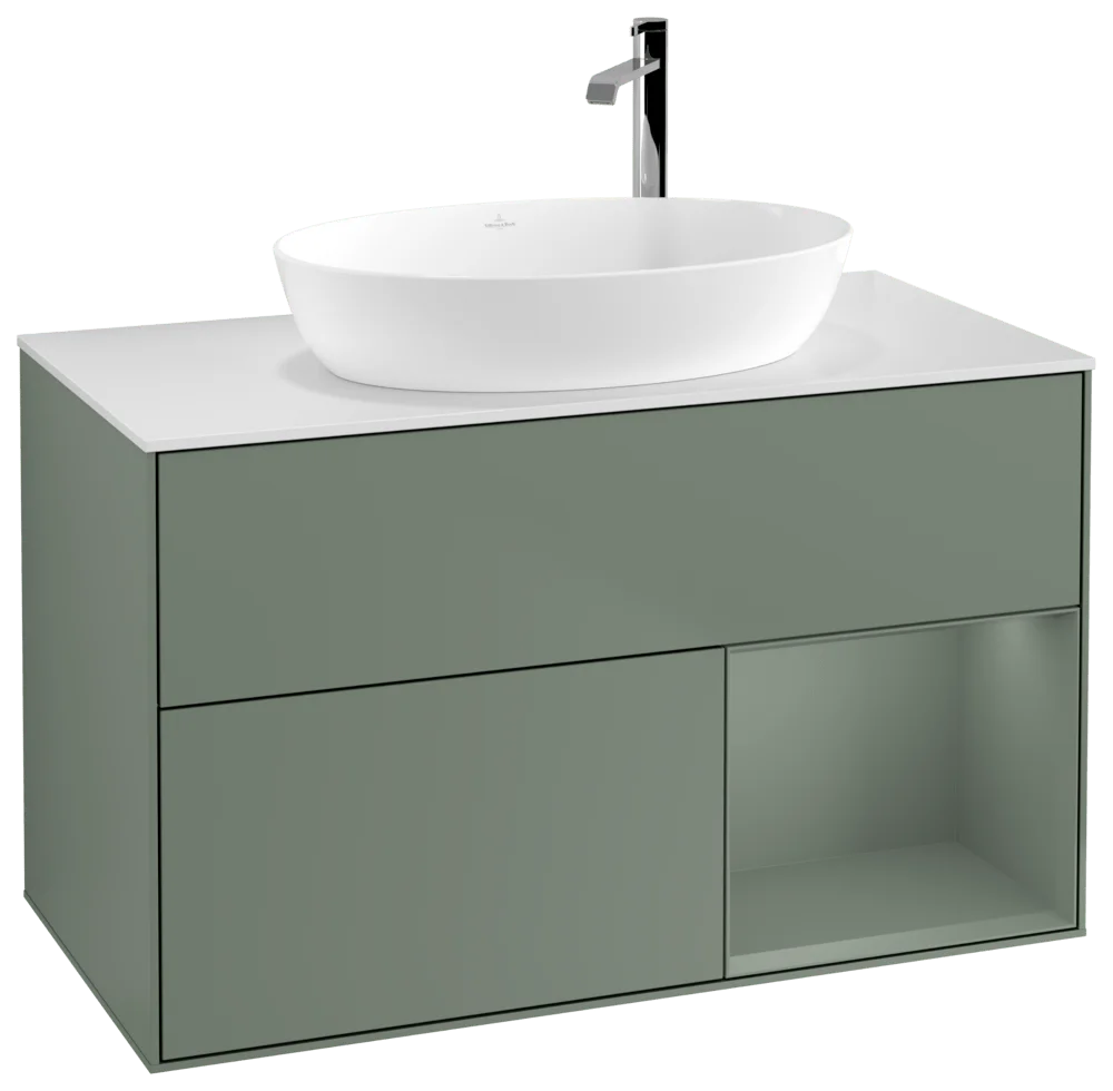 Villeroy & Boch Finion Waschbeckenunterschrank F90 1000x603x501mm Olive Matt/Glass White Matt
