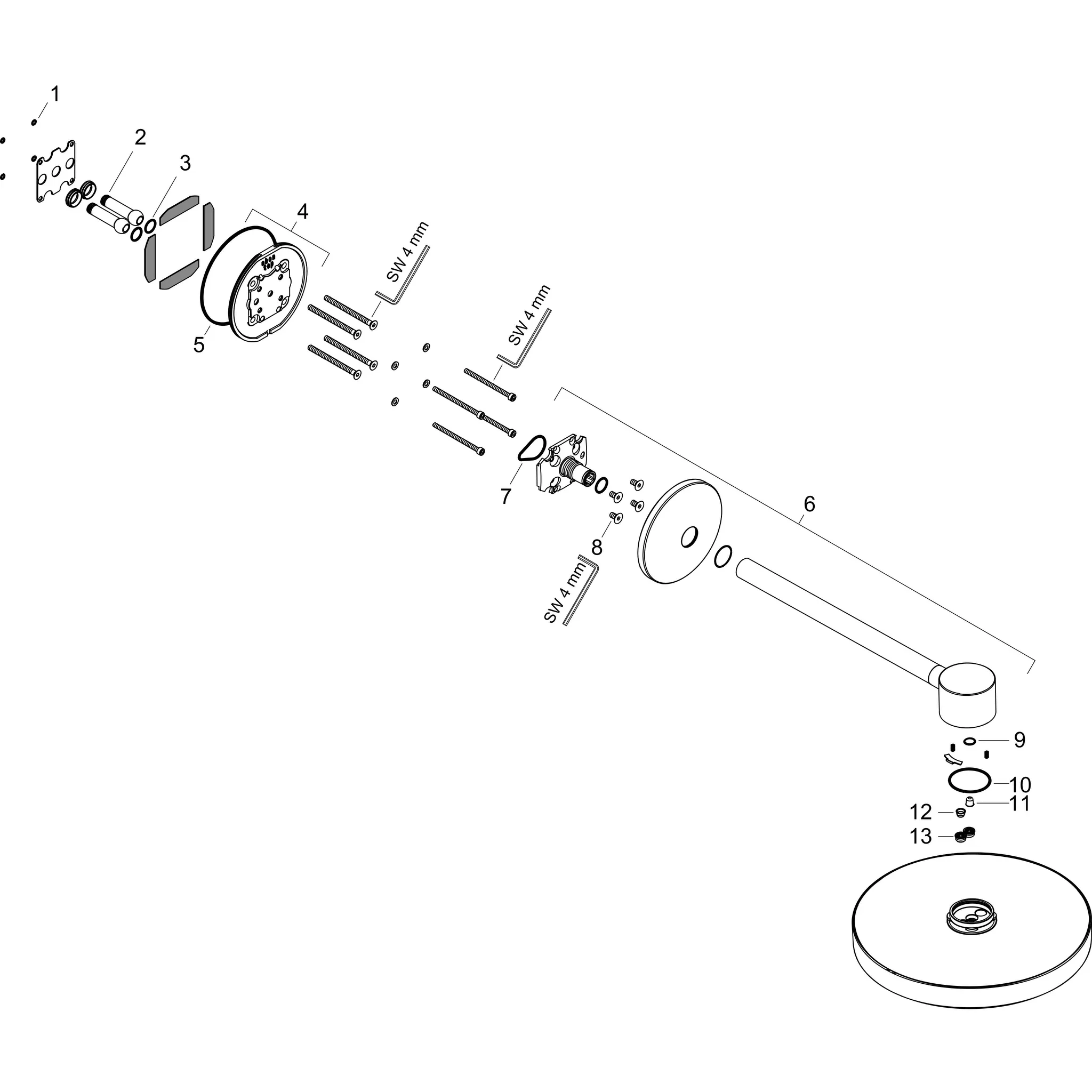 Kopfbrause Axor One 280 2jet mit Brausearm chrom Kopfbrause Axor One 280 2jet mit Brausearm chrom