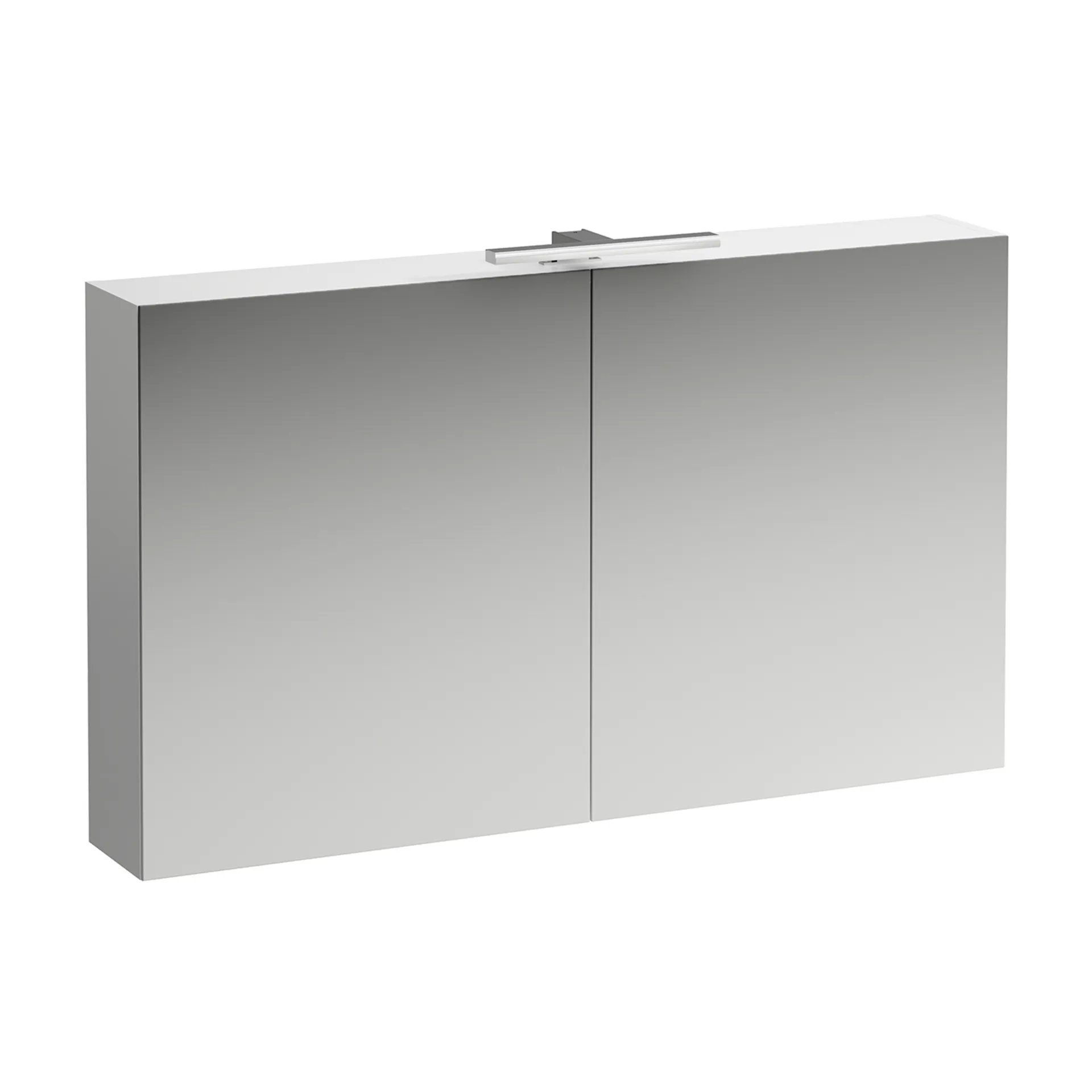 Spiegelschrank BASE LED-Beleuchtung horizontal mit Schalter mit Steckdose 185x1200x700 2 Türen weiß matt