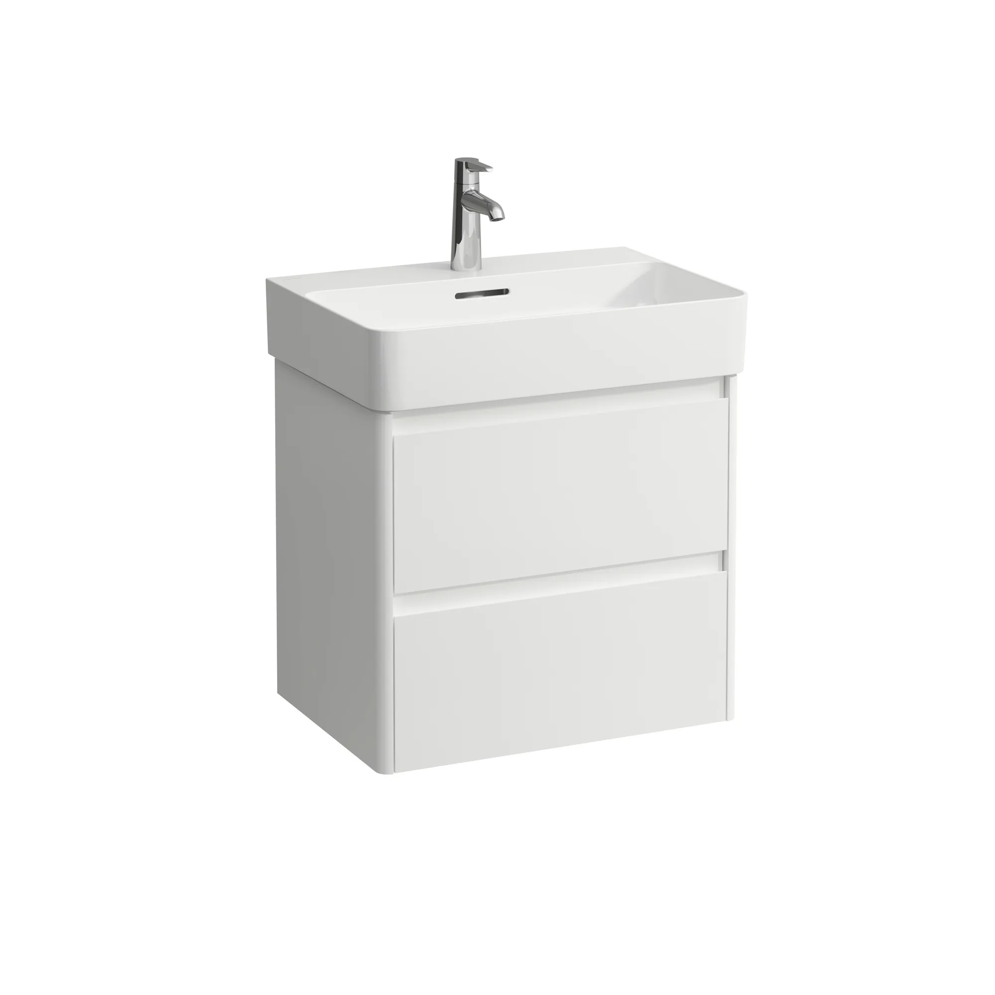 Waschtischunterbau BASE 2.0 für VAL 400x521x515 2 Schubladen mit Griffmulde für Waschtisch H810283 weiß matt