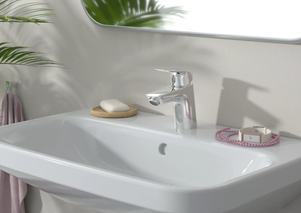 Hansgrohe Logis Einhebel-Waschtischmischer 70 chrom, Ausladung 107 mm, Auslaufhöhe 67 mm, Hebelgriff, Normalstrahl, max. Durchfluss 5 l/min, Keramikmischsystem, einstellbare Temperaturbegrenzung, für Durchlauferhitzer geeignet
