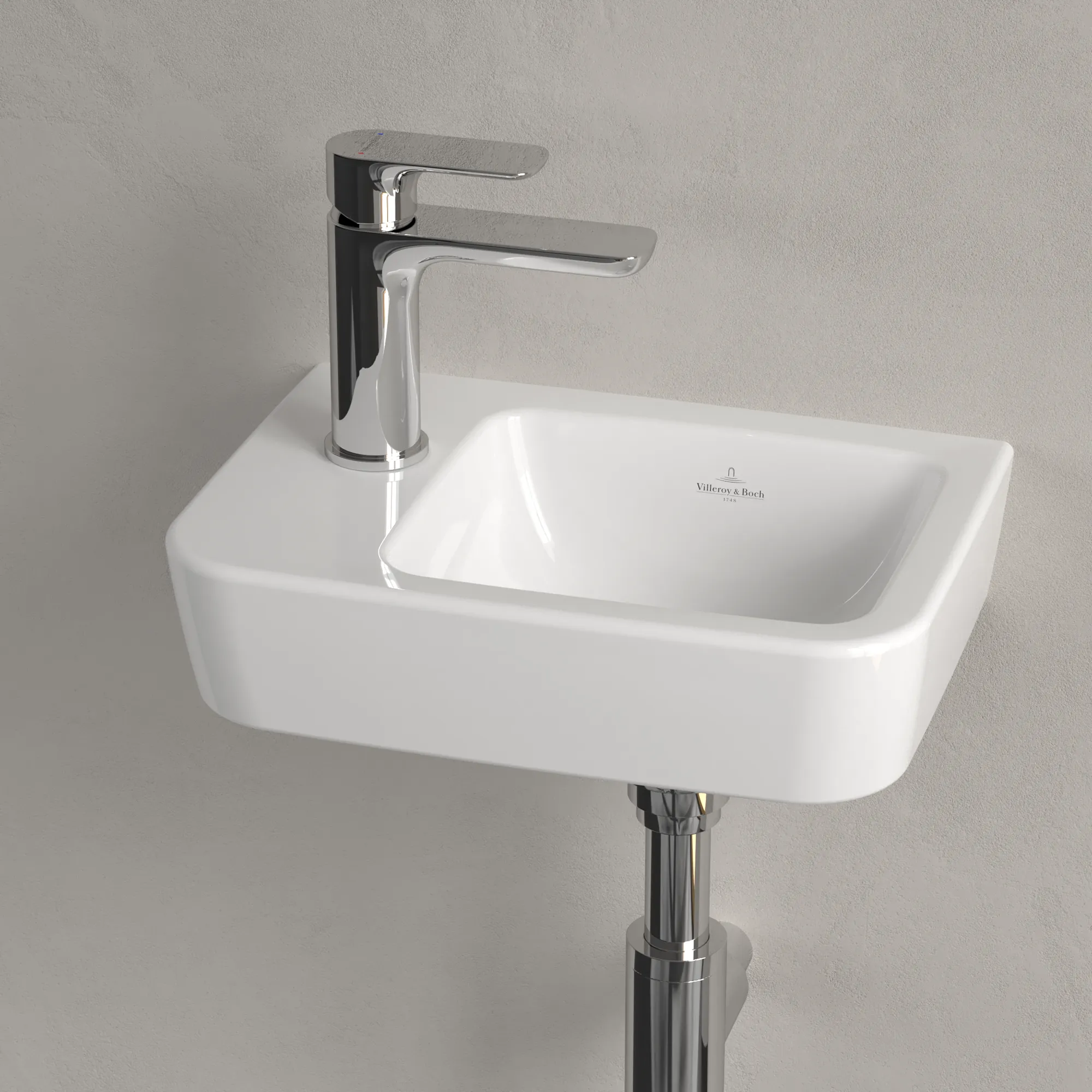 Villeroy & Boch Handwaschbecken „O.novo“ Compact 360 × 250 × 145 mm, Hahnlochposition links, für Becken rechts, mit Hahnlochbohrung in Weiß Alpin Villeroy & Boch Handwaschbecken „O.novo“ Compact 360 × 250 × 145 mm, Hahnlochposition links, für Becken rechts, mit Hahnlochbohrung in Weiß Alpin