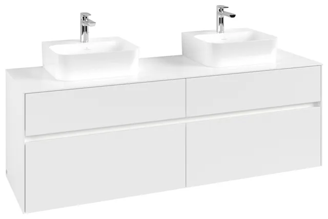 Villeroy & Boch Waschtischunterschrank „Collaro“ 1600 × 548 × 500 mm Weiß Matt, mit Beleuchtung, für links und rechts Villeroy & Boch Waschtischunterschrank „Collaro“ 1600 × 548 × 500 mm Weiß Matt, mit Beleuchtung, für links und rechts