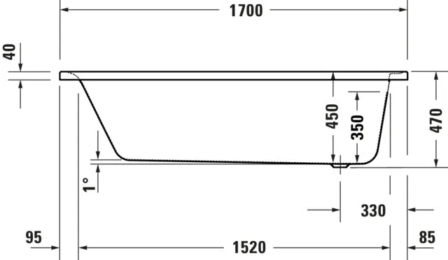 Duravit Badewanne „Soleil by Starck“ rechteck 170 × 70 cm, Fußablauf