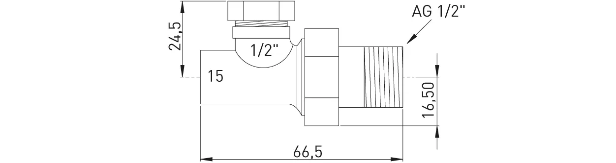 ASW HG-TEC Radiatorverschr. Durchgangsform ½″ x 15 mm Messing ASW HG-TEC Radiatorverschr. Durchgangsform ½″ x 15 mm Messing
