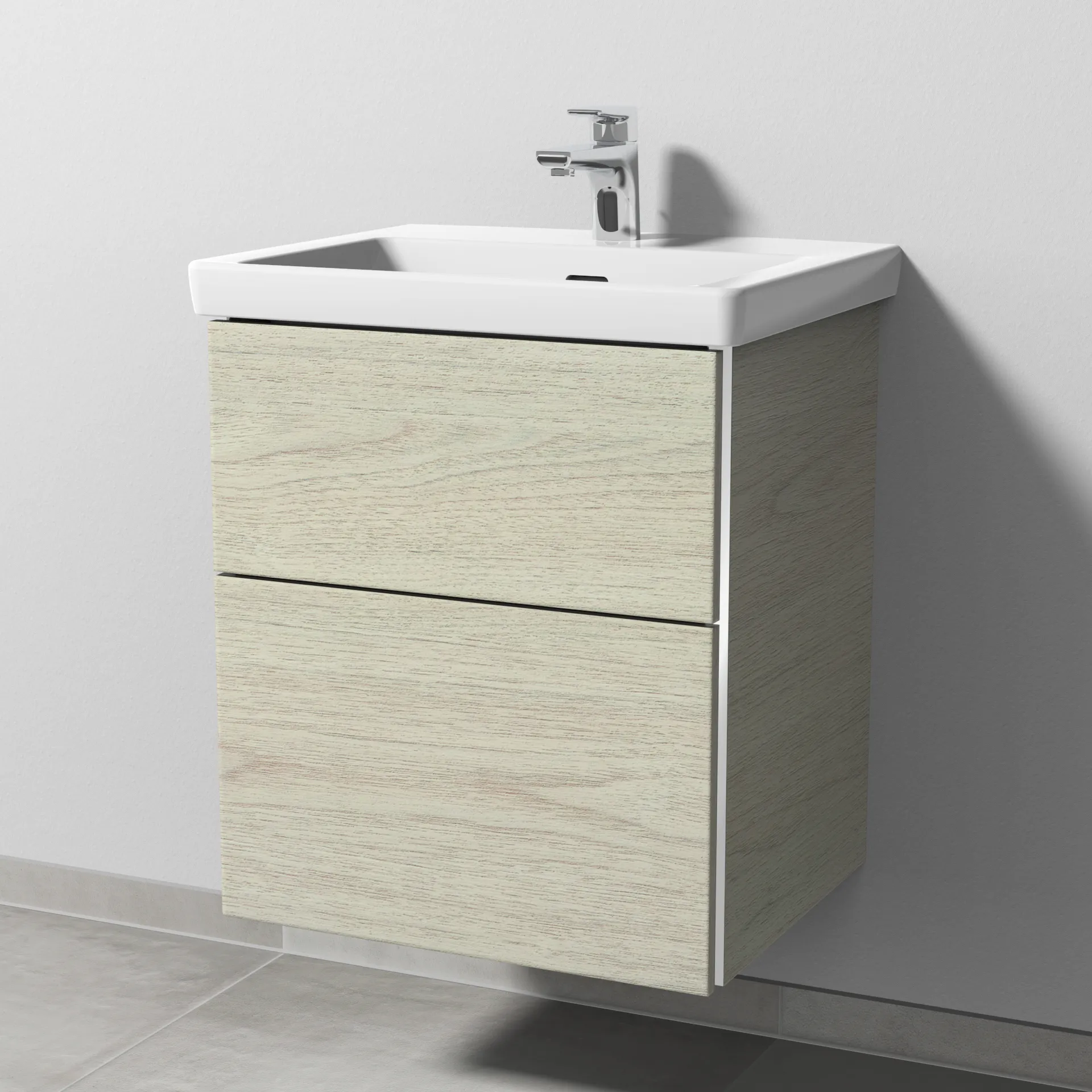 Sanipa Waschtischunterschrank „3way“ 507 × 588 × 432 mm in White Oak, Becken mittig