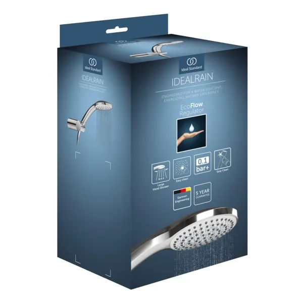 Handbrause-Set Idealrain 1-Funktionshandbrause, Durchmesser:100mm Chrom