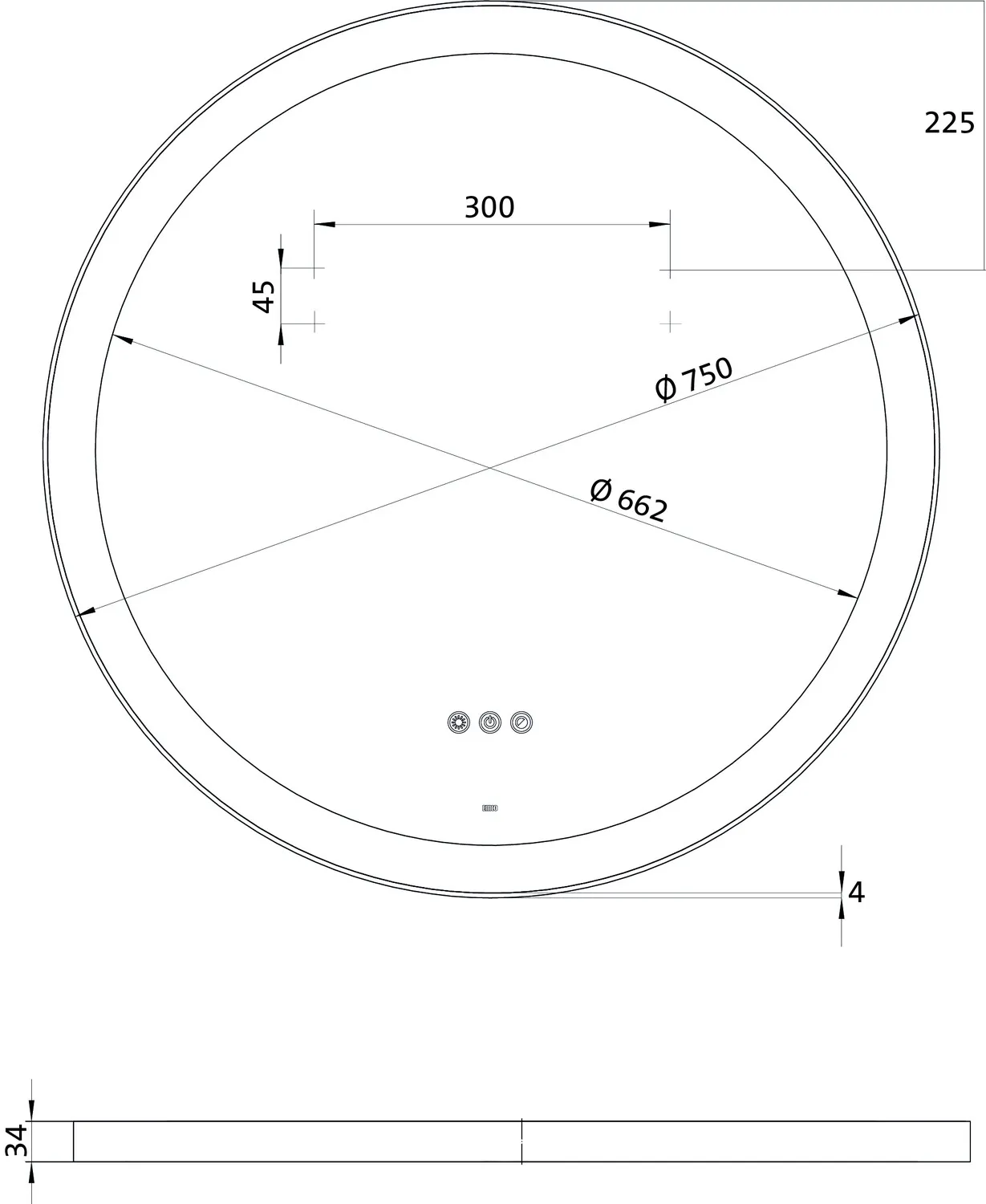 emco Lichtspiegel „round“ 75 × 75 cm