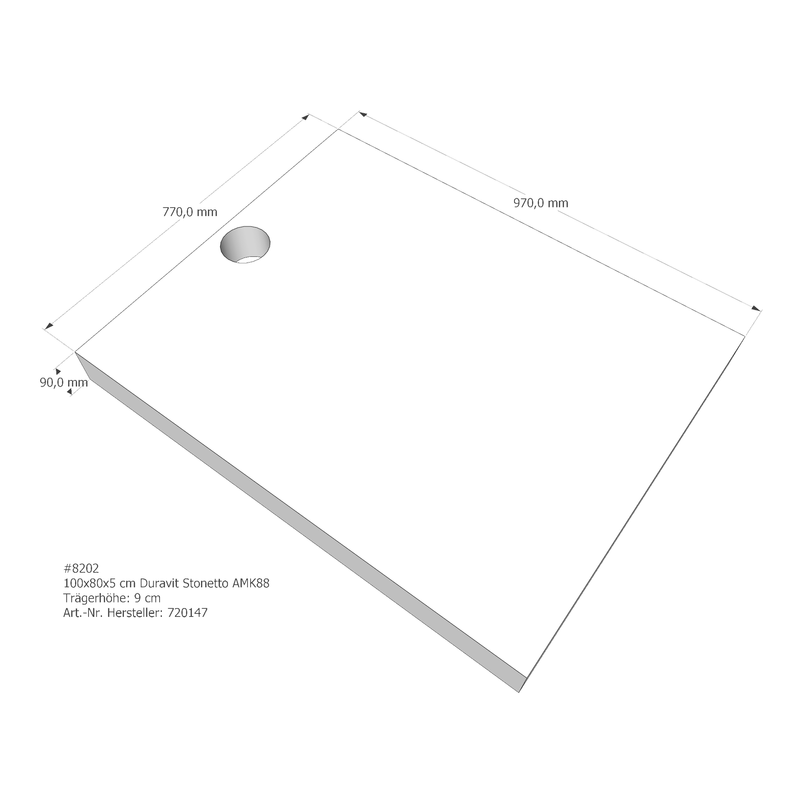 Duschwannenträger für Duravit Stonetto 100 × 80 × 5 cm Breite: 80 cm / Länge: 100 cm Duschwannenträger für Duravit Stonetto 100 × 80 × 5 cm Breite: 80 cm / Länge: 100 cm